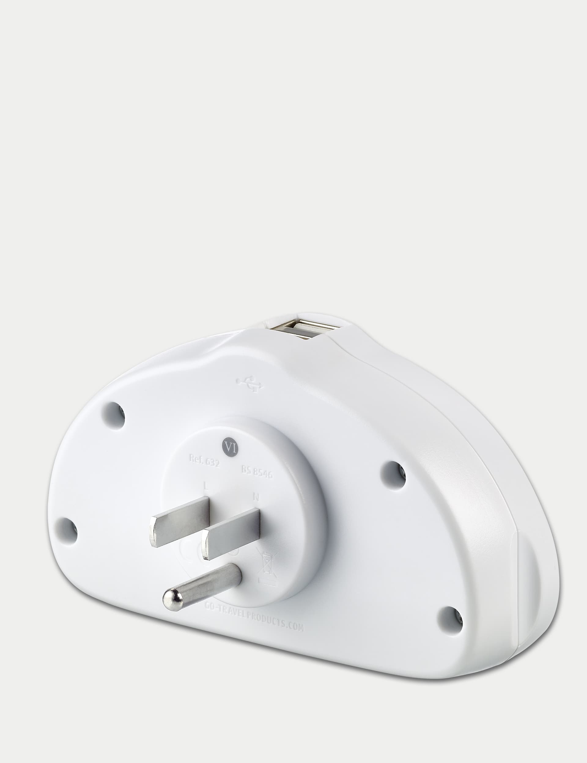 Go Travel World-USA Travel Adaptor with USB - White, White