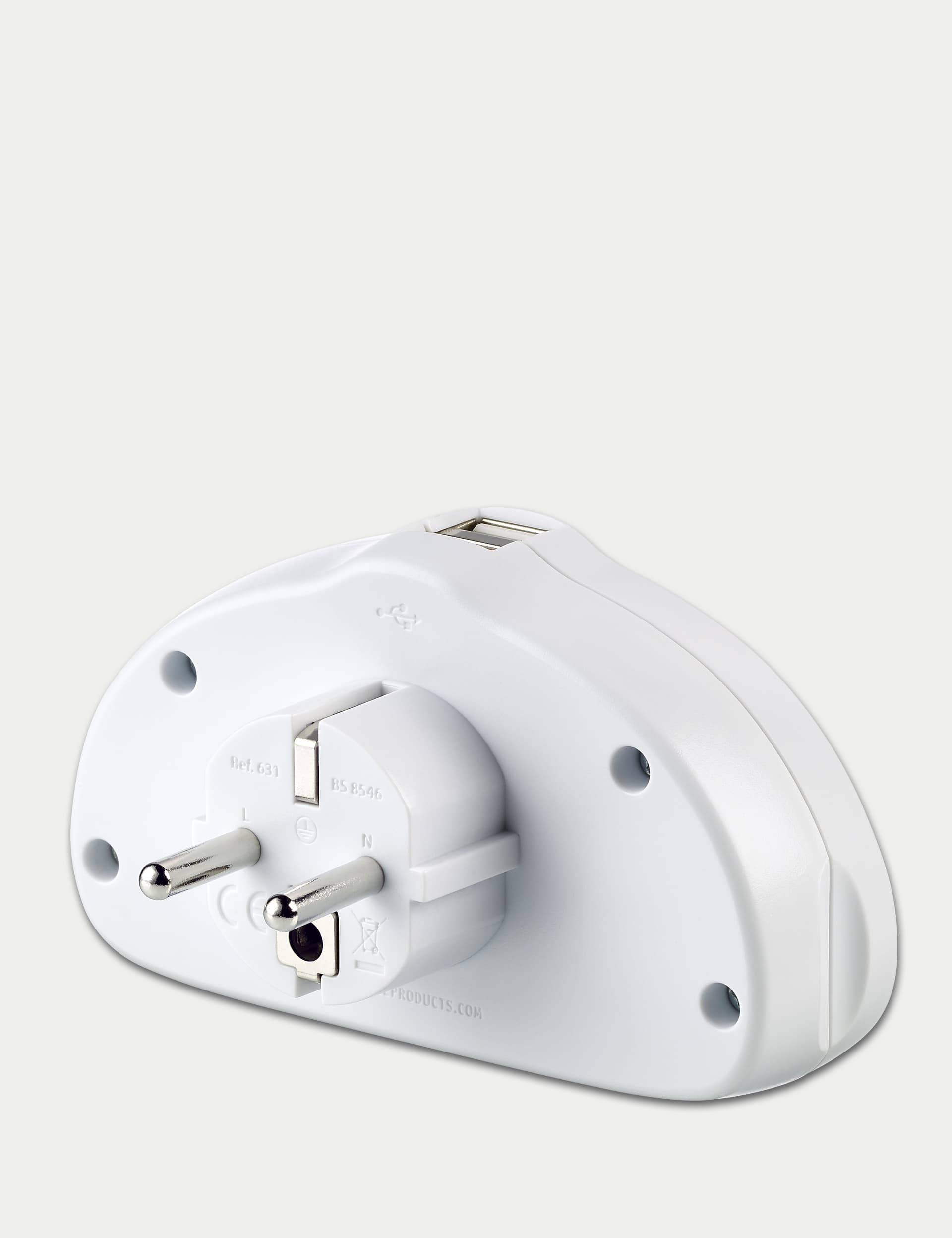 Go Travel World-EU Travel Adaptor with USB - White, White