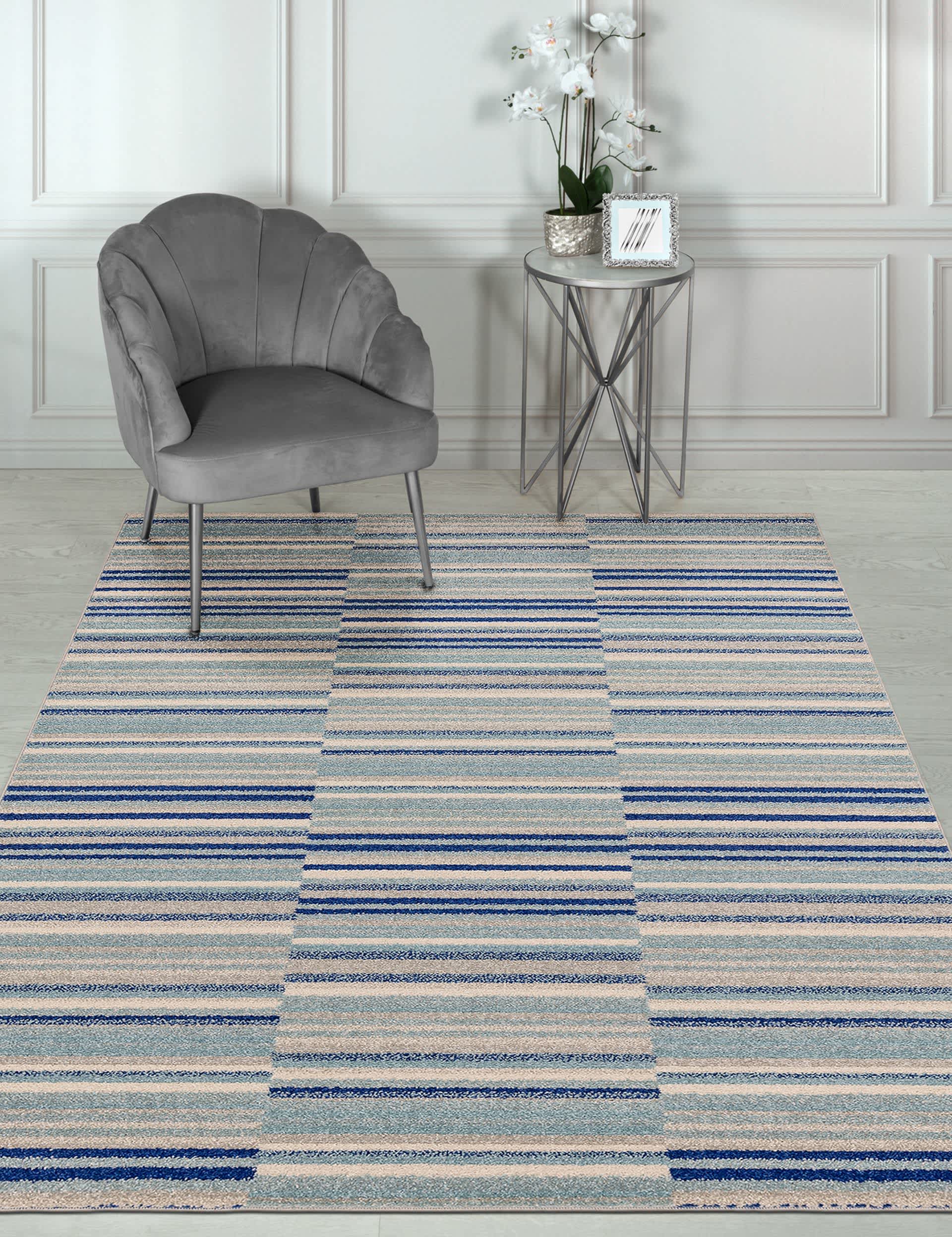 Asiatic Muse Stripe Rug - MED - Blue, Blue