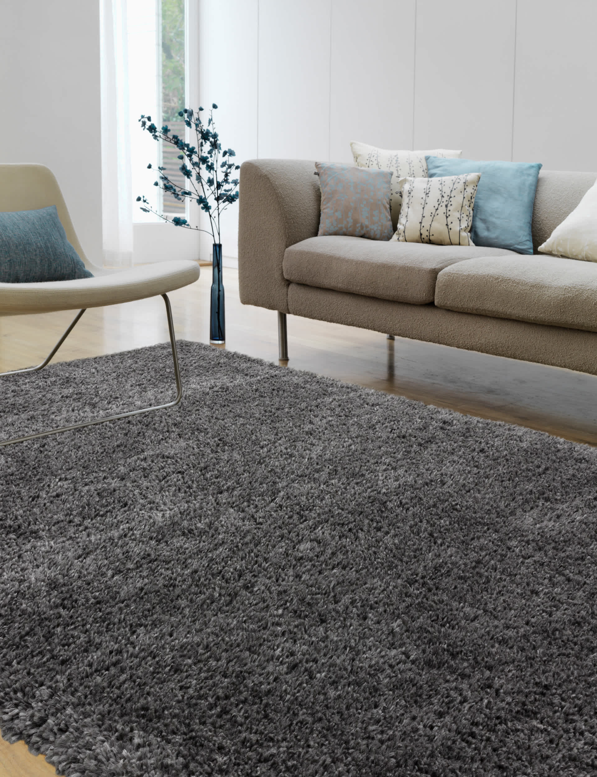 Asiatic Richie Soft Touch Small Shaggy Rug - SML - Grey, Grey,Blue