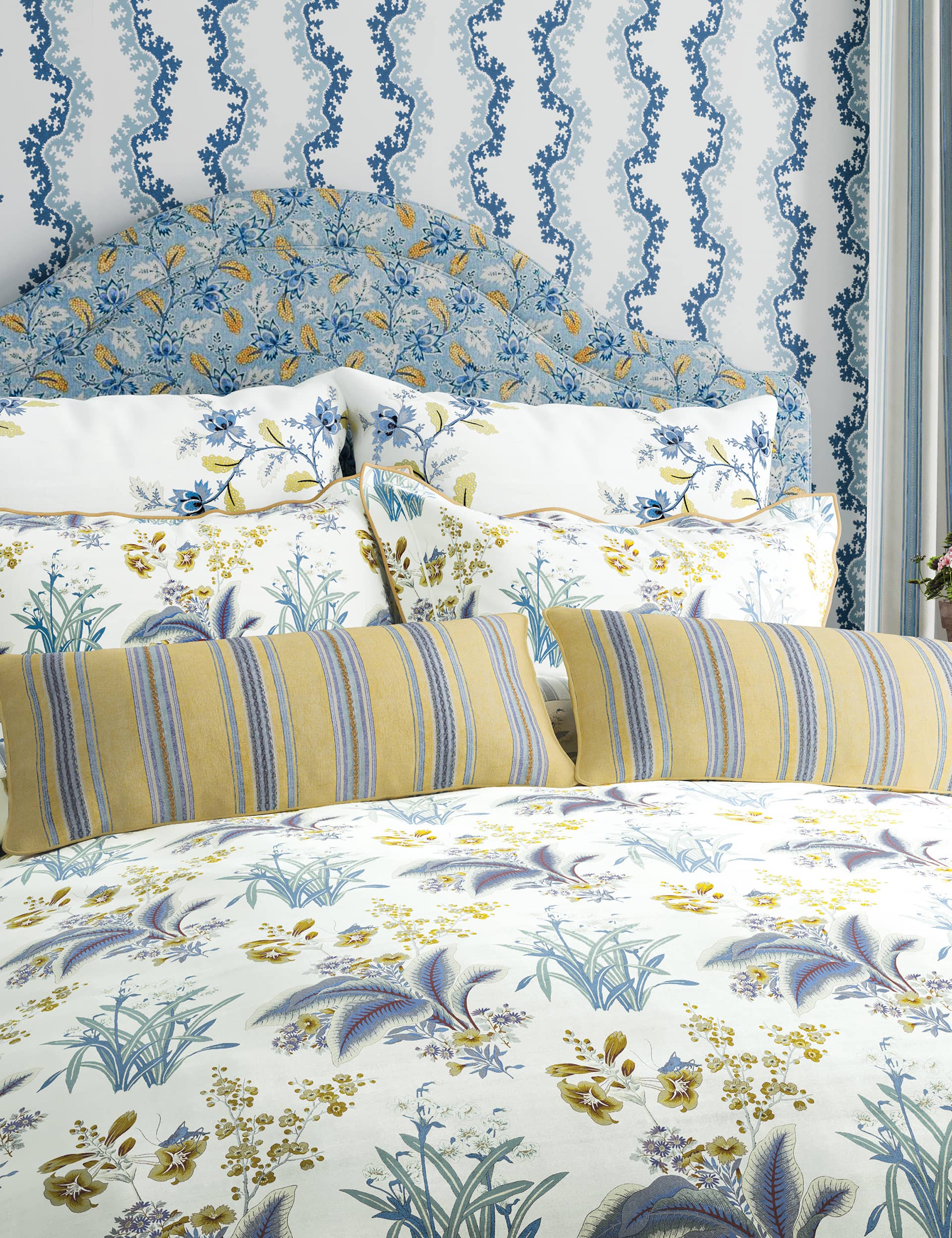 Sanderson X National Trust Pure Cotton Sateen Enys Garden Bedding Set - SGL - Indigo, Indigo