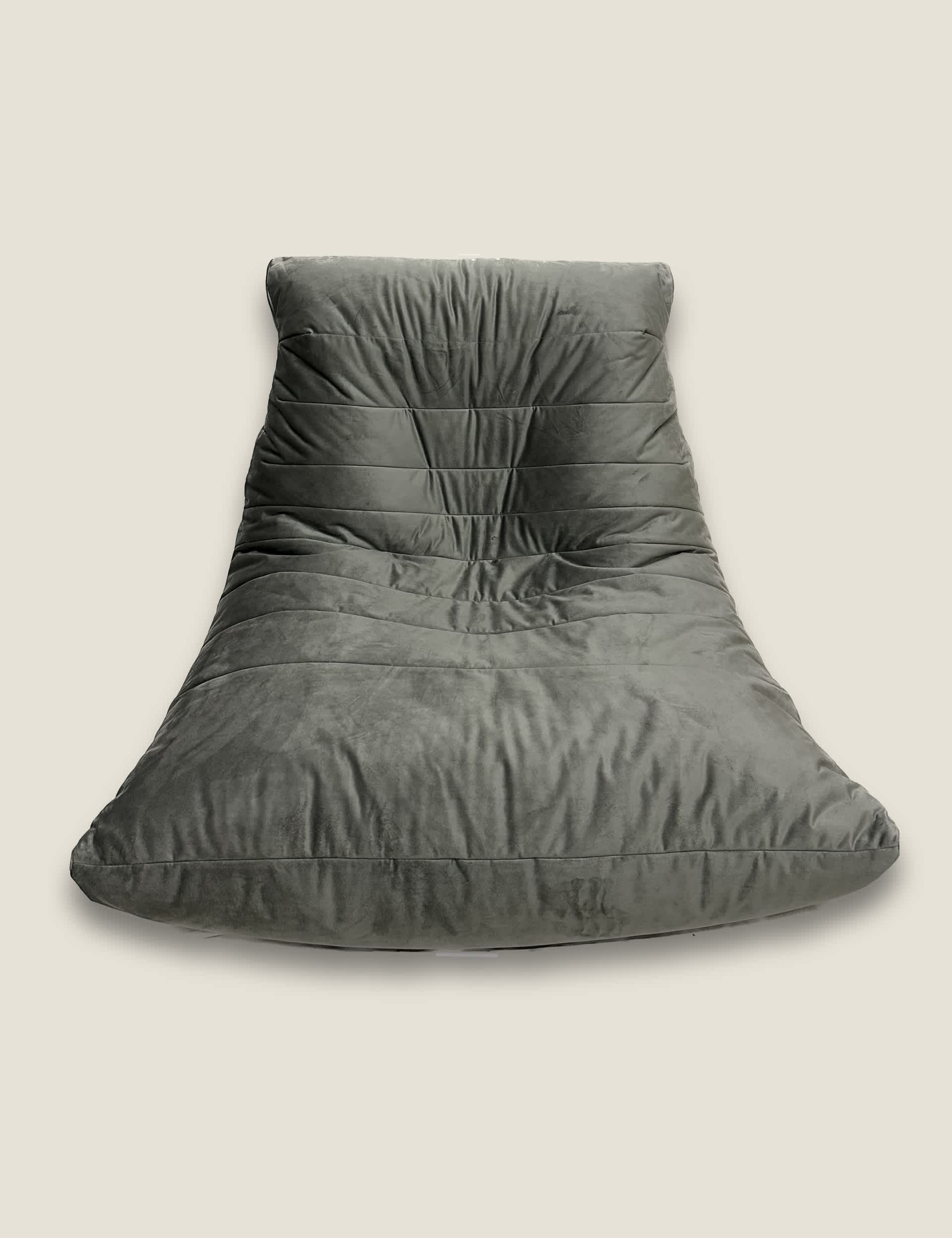 Kaikoo Grey Velvet Beanbag Chair, Grey