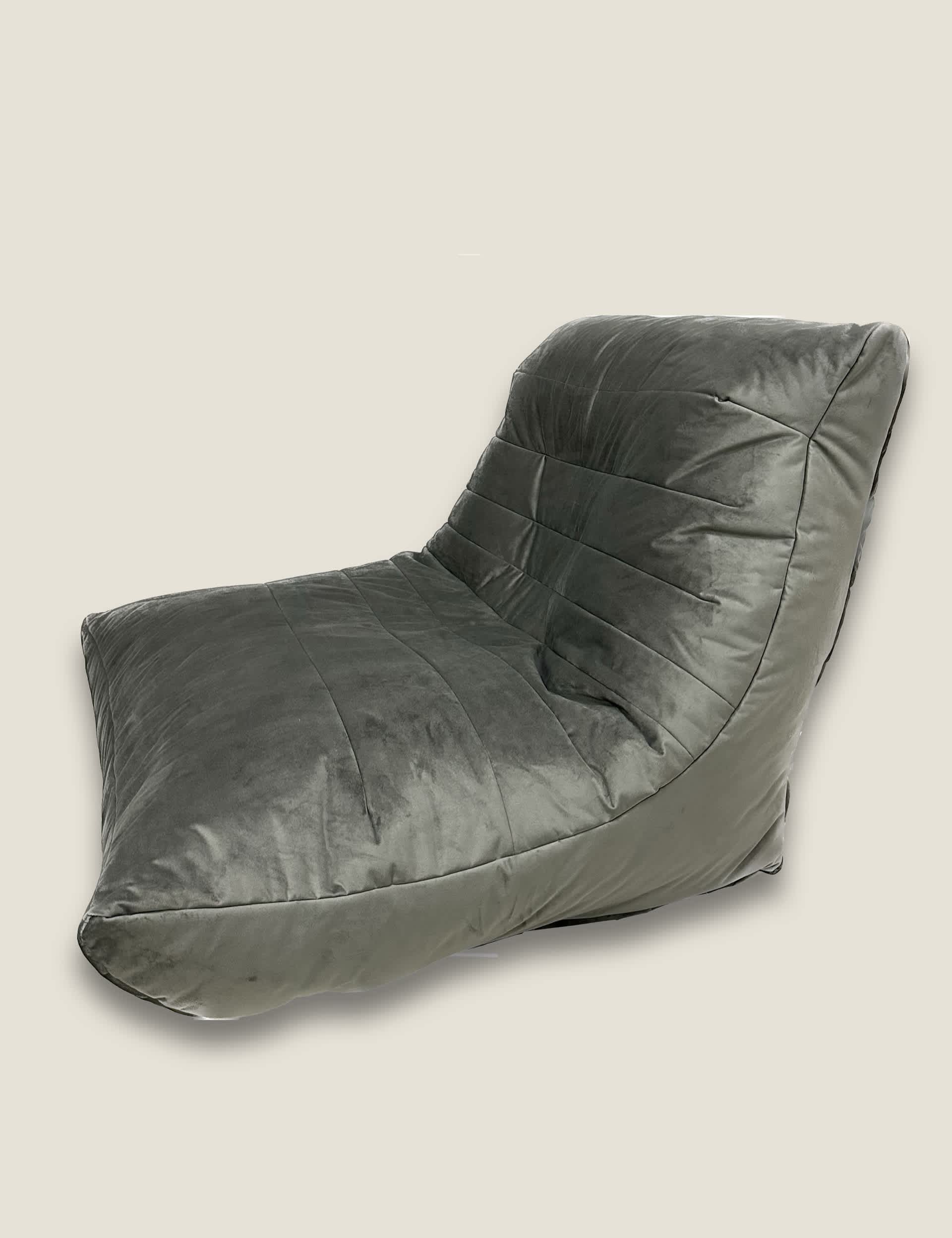 Kaikoo Grey Velvet Beanbag Chair, Grey