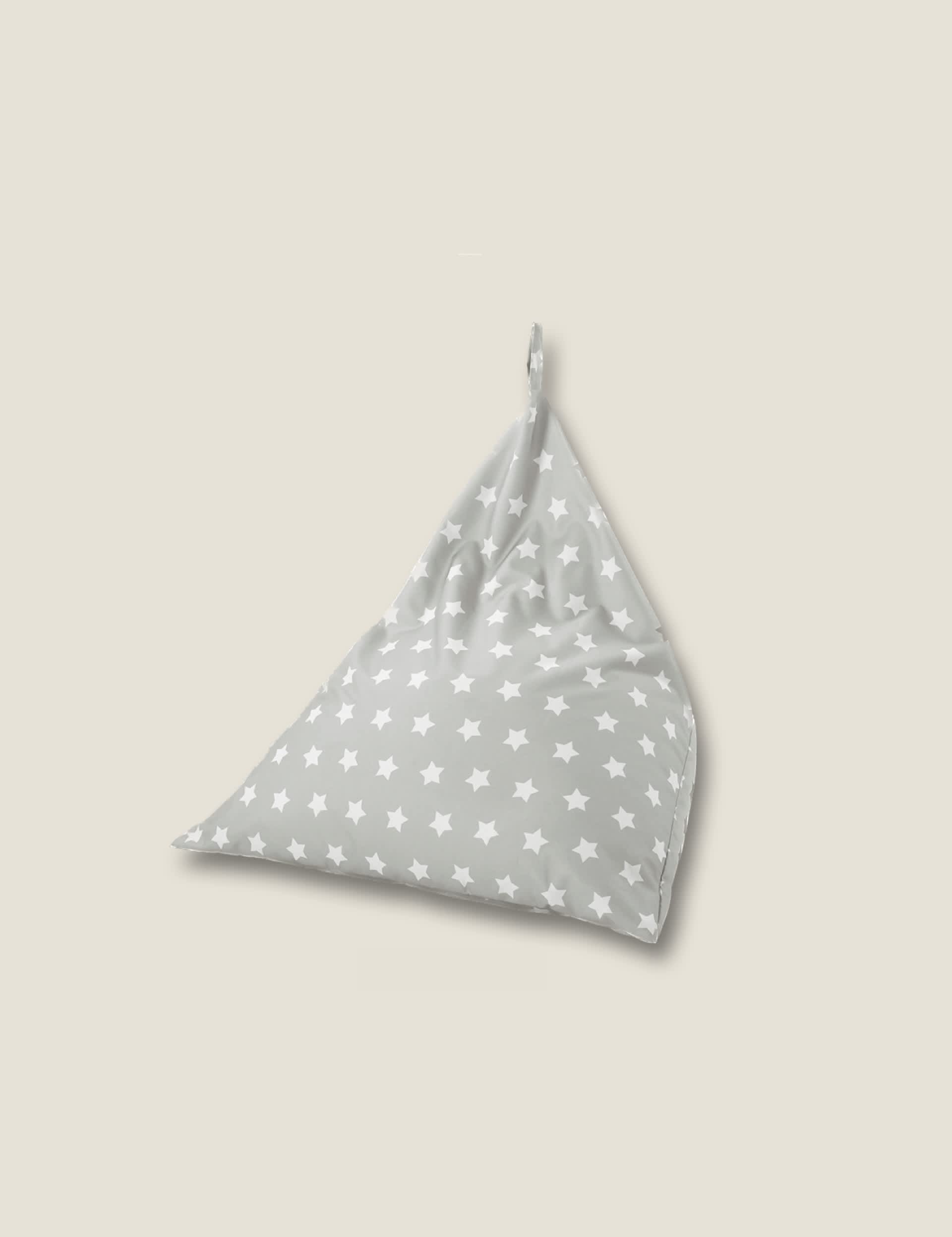 Kaikoo Star Print Pyramid Beanbag - Silver Grey, Silver Grey