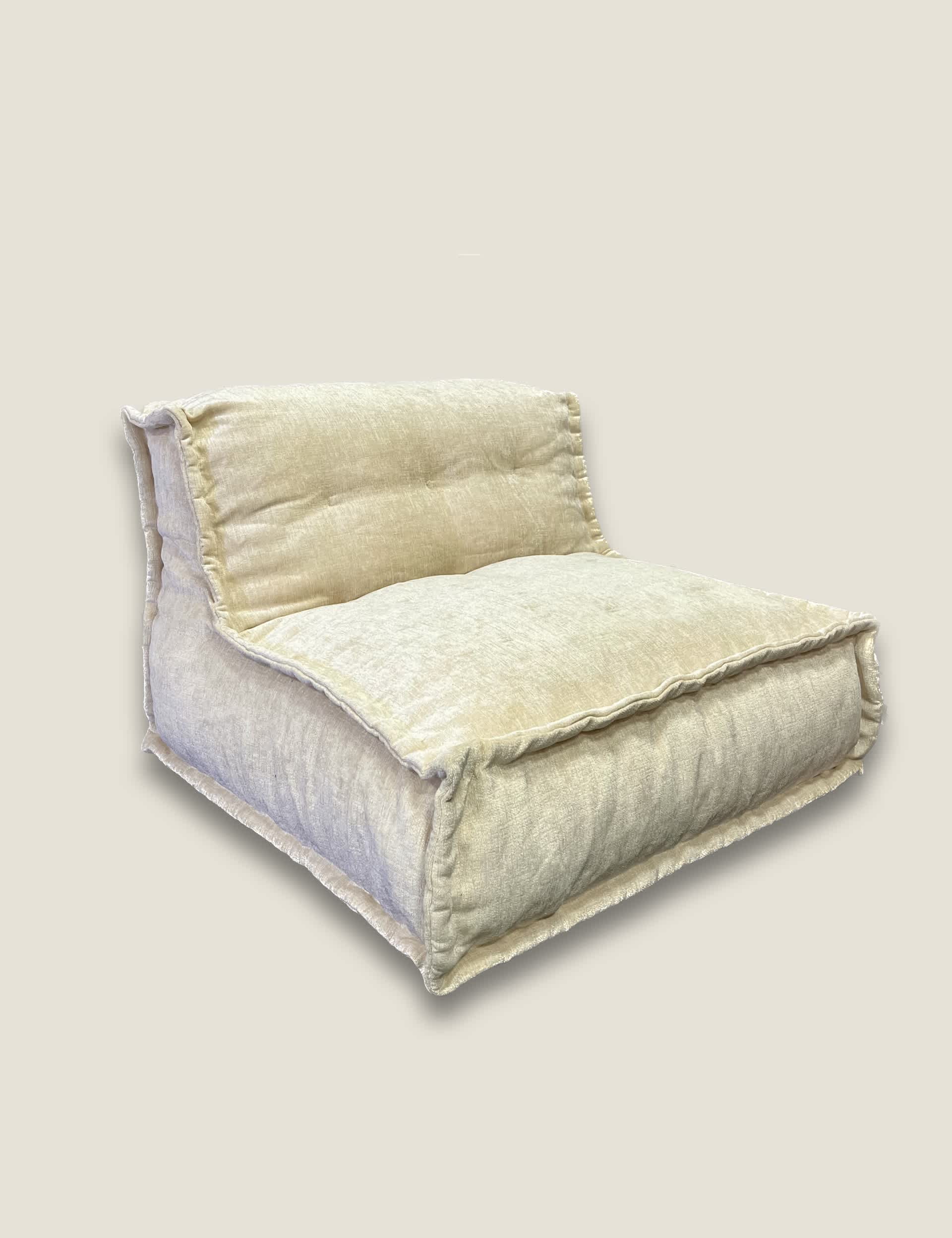 Kaikoo Cream Quilted Beanbag Chair - Beige, Beige