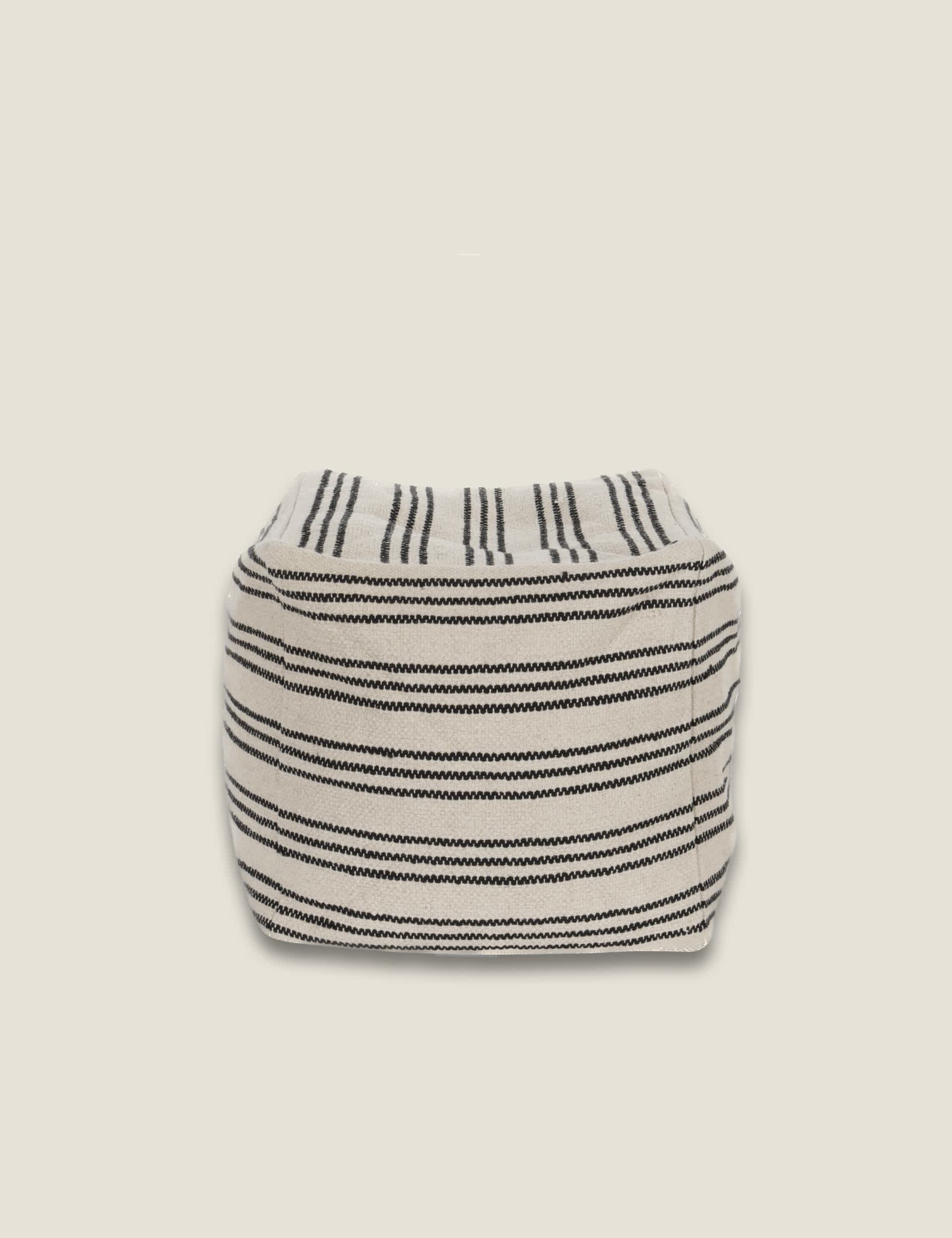 Kaikoo Striped Pouffe - White Mix, White Mix