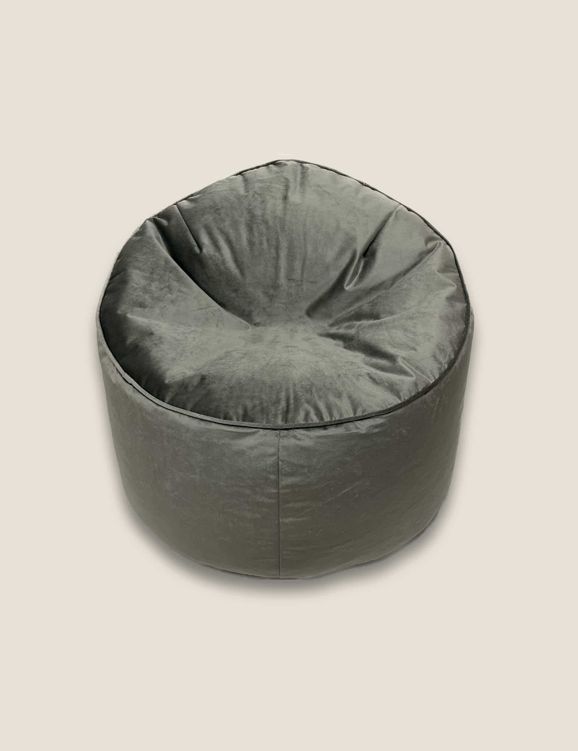 Kaikoo Grey Velvet Beanbag Chair, Grey