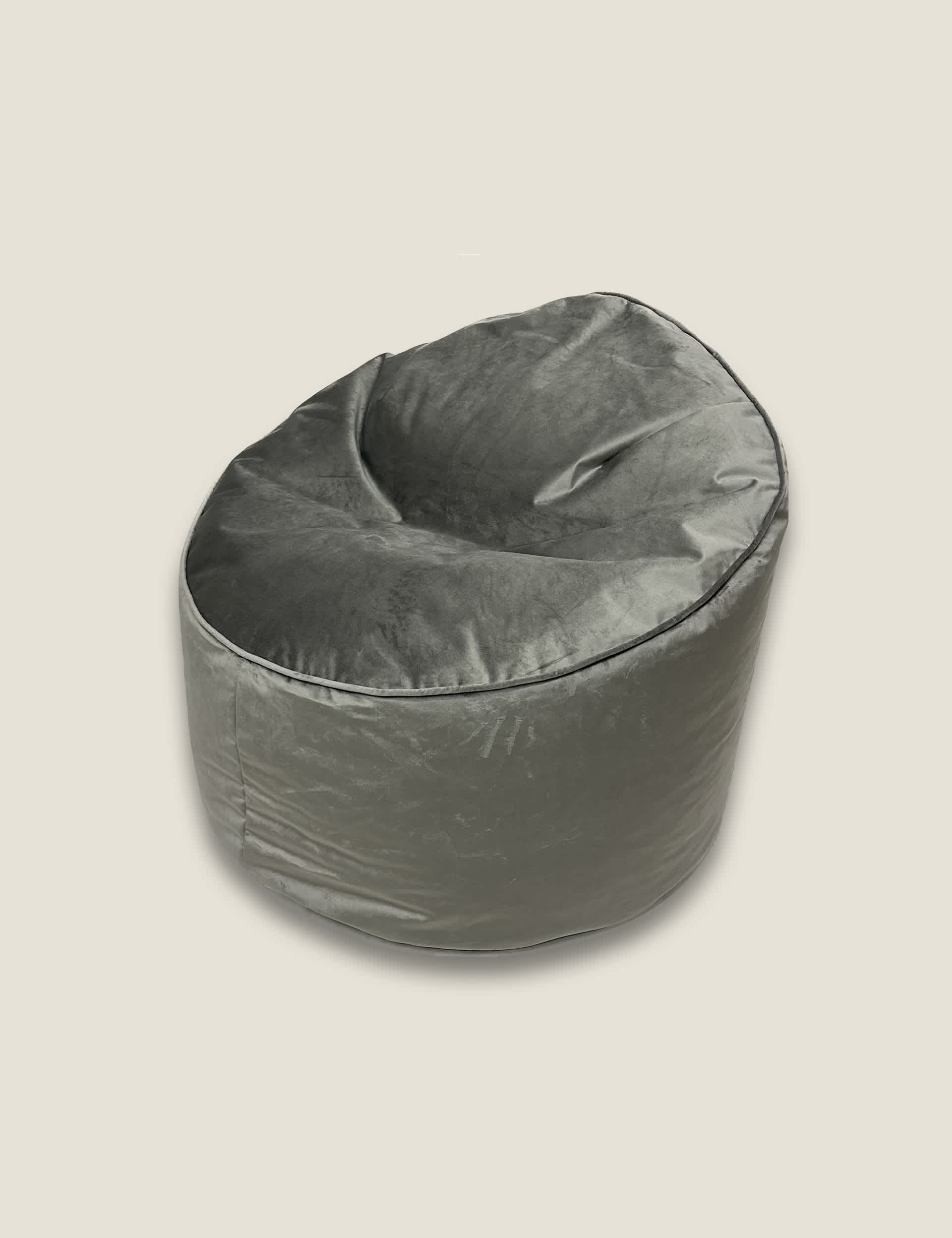 Kaikoo Grey Velvet Beanbag Chair, Grey