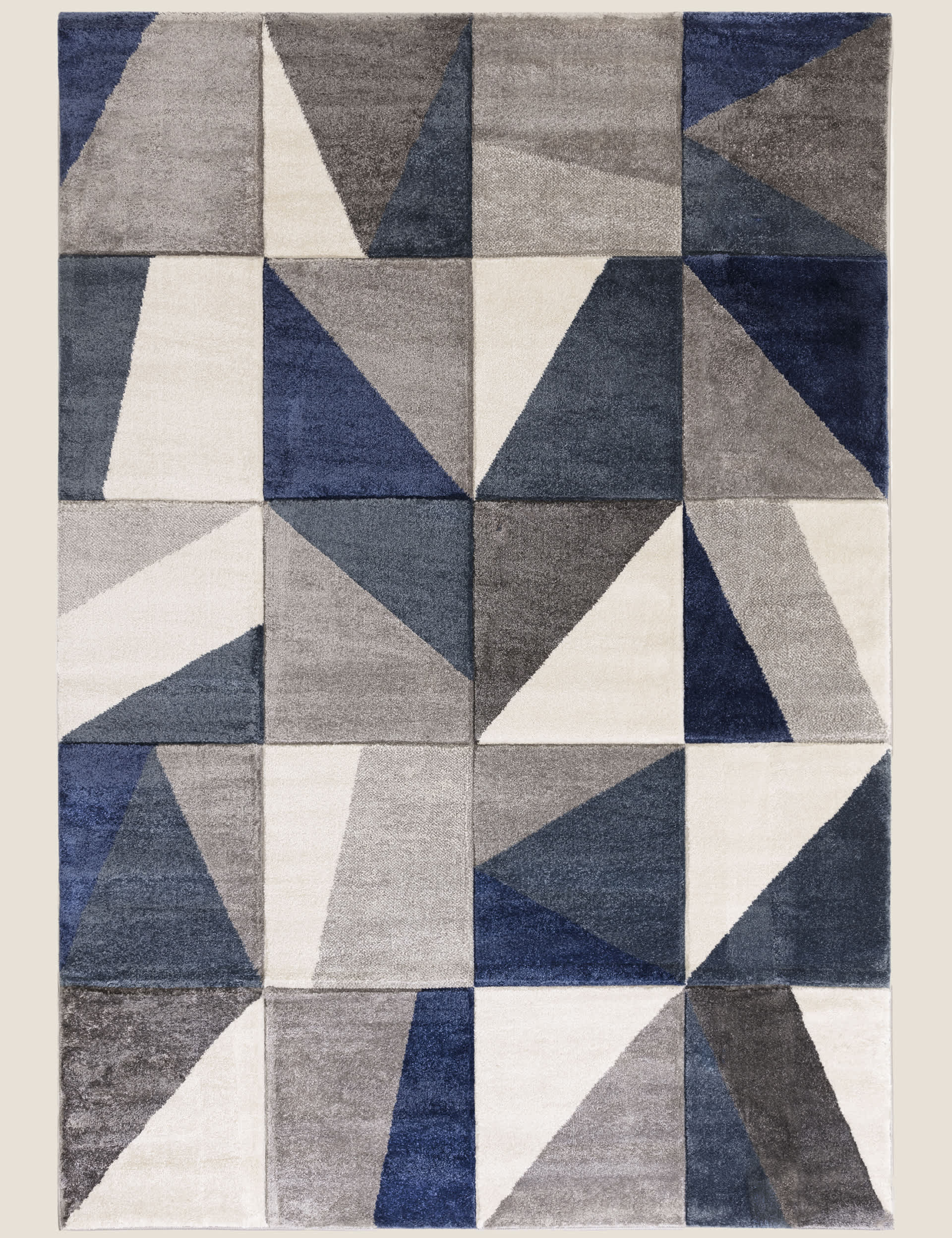 Asiatic Large Carved Triangles Rug - Denim Mix, Denim Mix