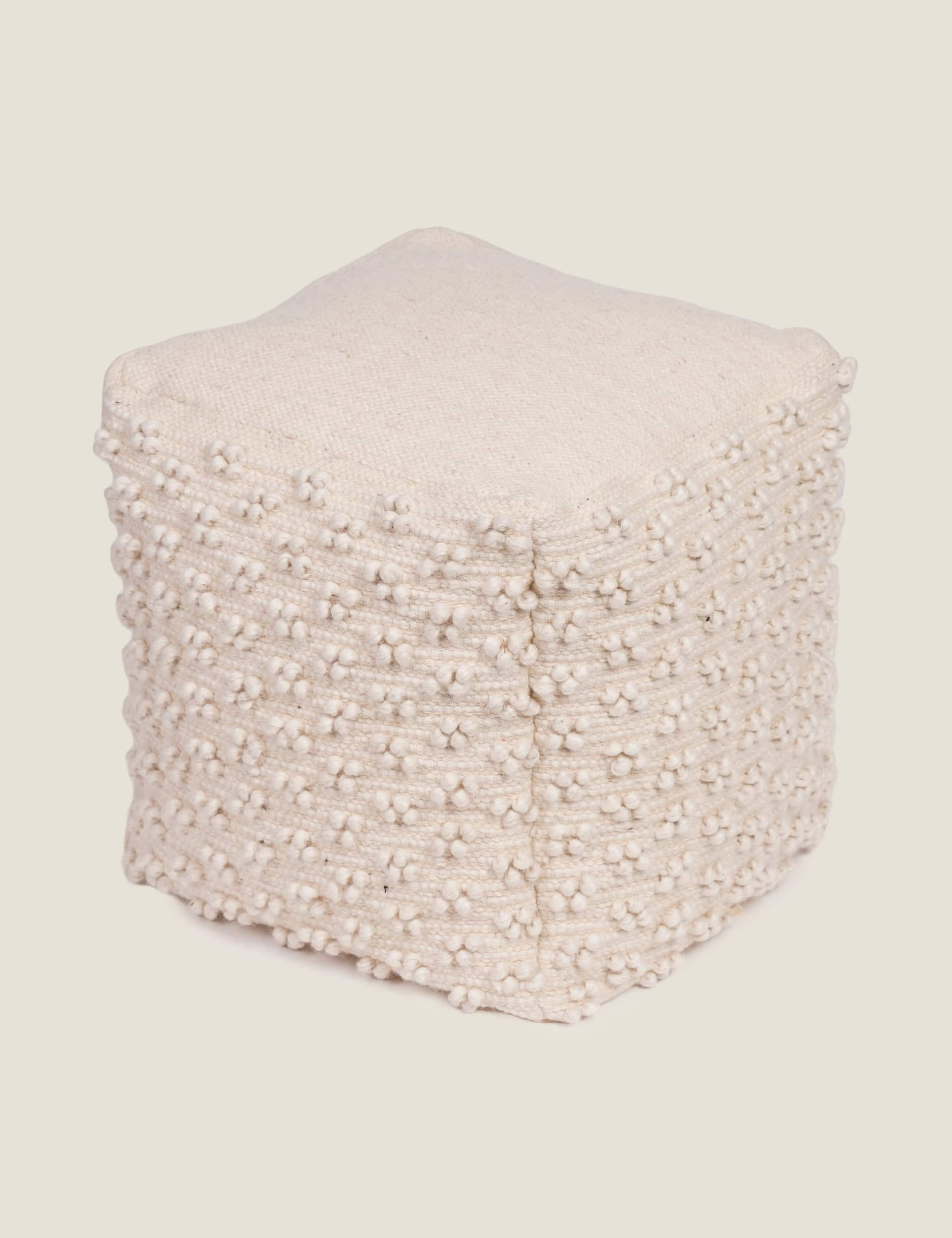 Kaikoo Textured Pouffe - Cream, Cream