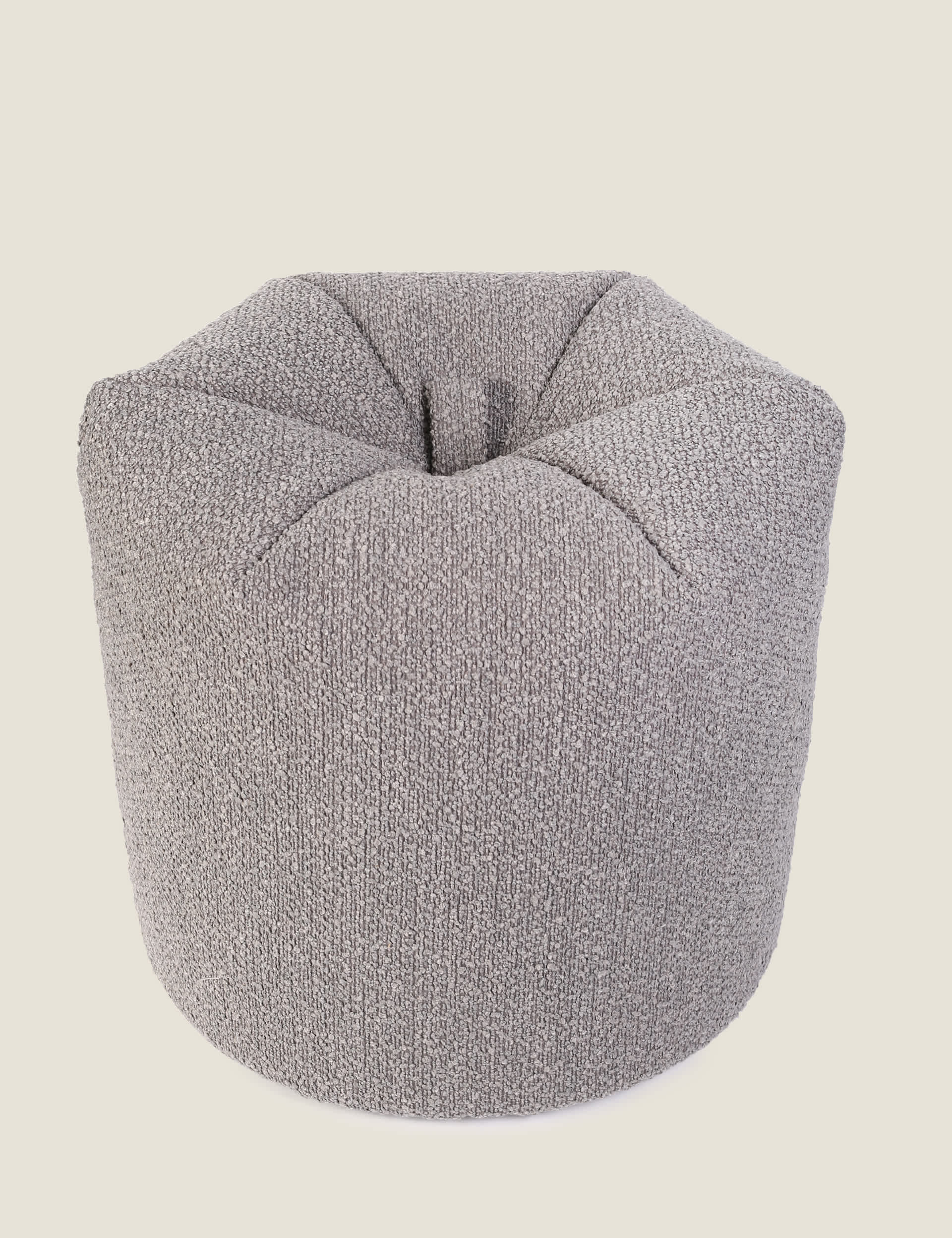 Kaikoo Textured Boucl Round Beanbag - Grey, Grey