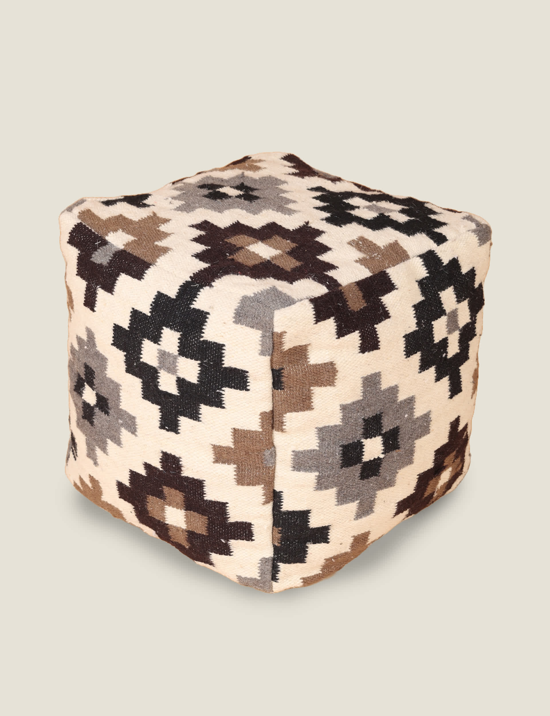 Kaikoo Ikat Woven Square Pouffe - Multi, Multi