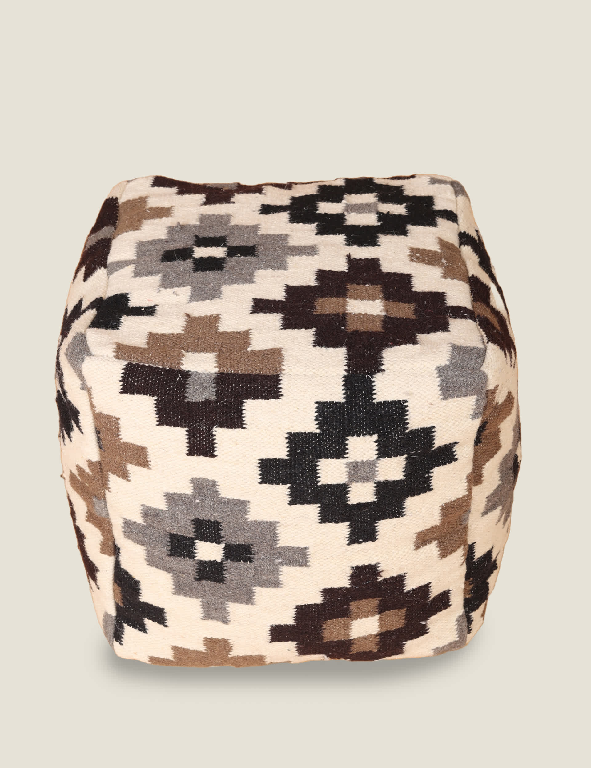 Kaikoo Ikat Woven Square Pouffe - Multi, Multi