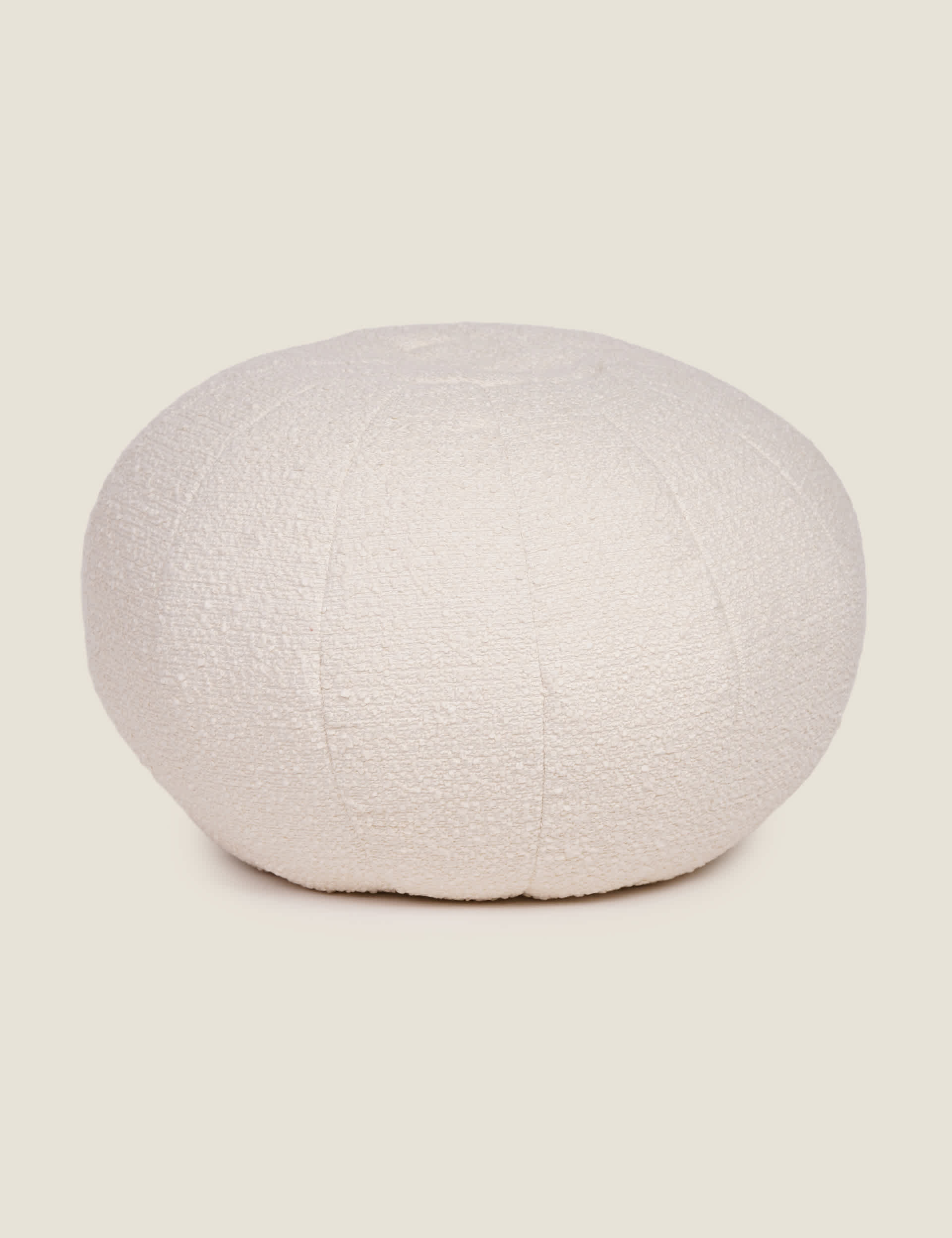 Kaikoo Textured Boucl Round Pouffe - Cream, Cream