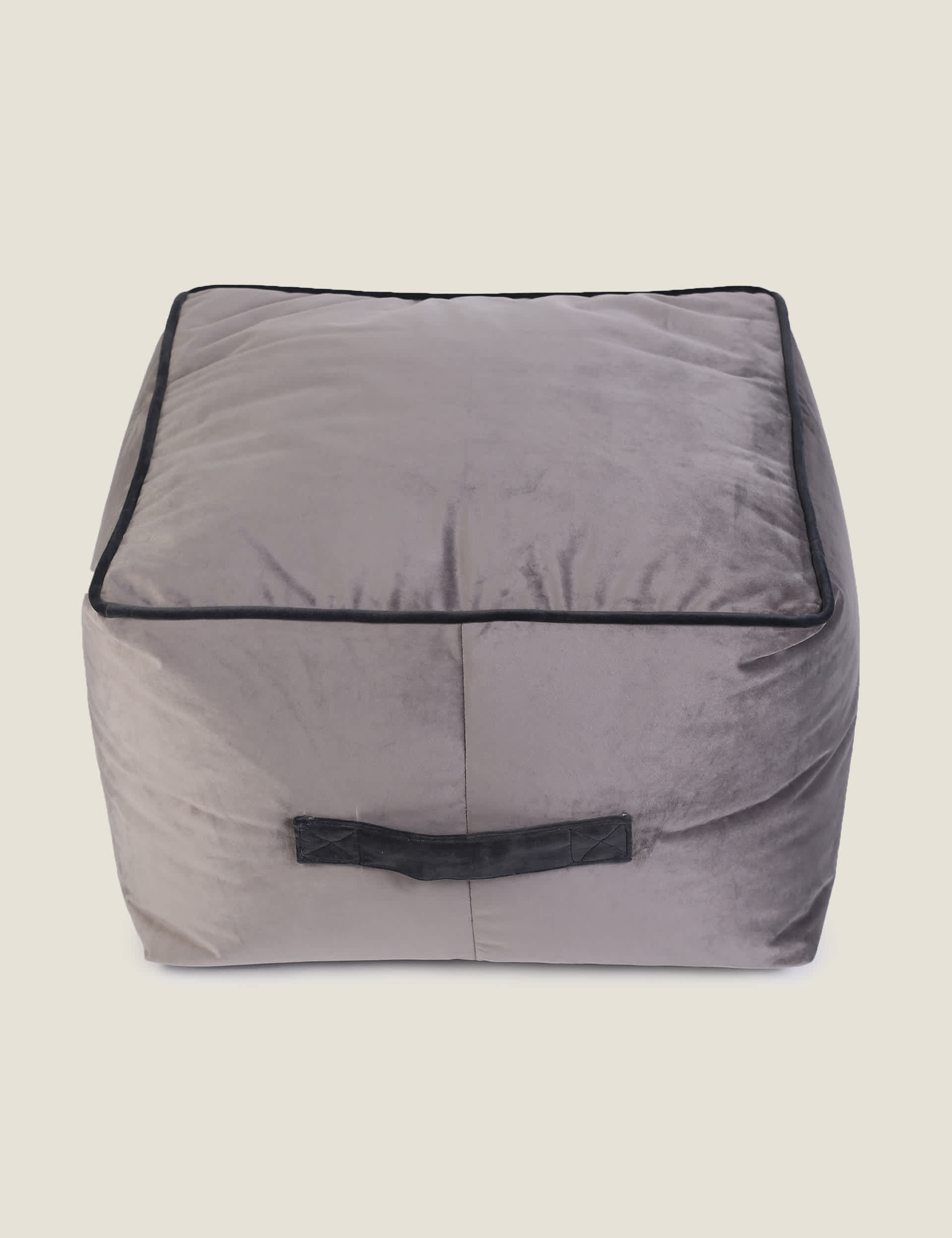 Kaikoo Velvet Square Pouffe - Grey, Grey