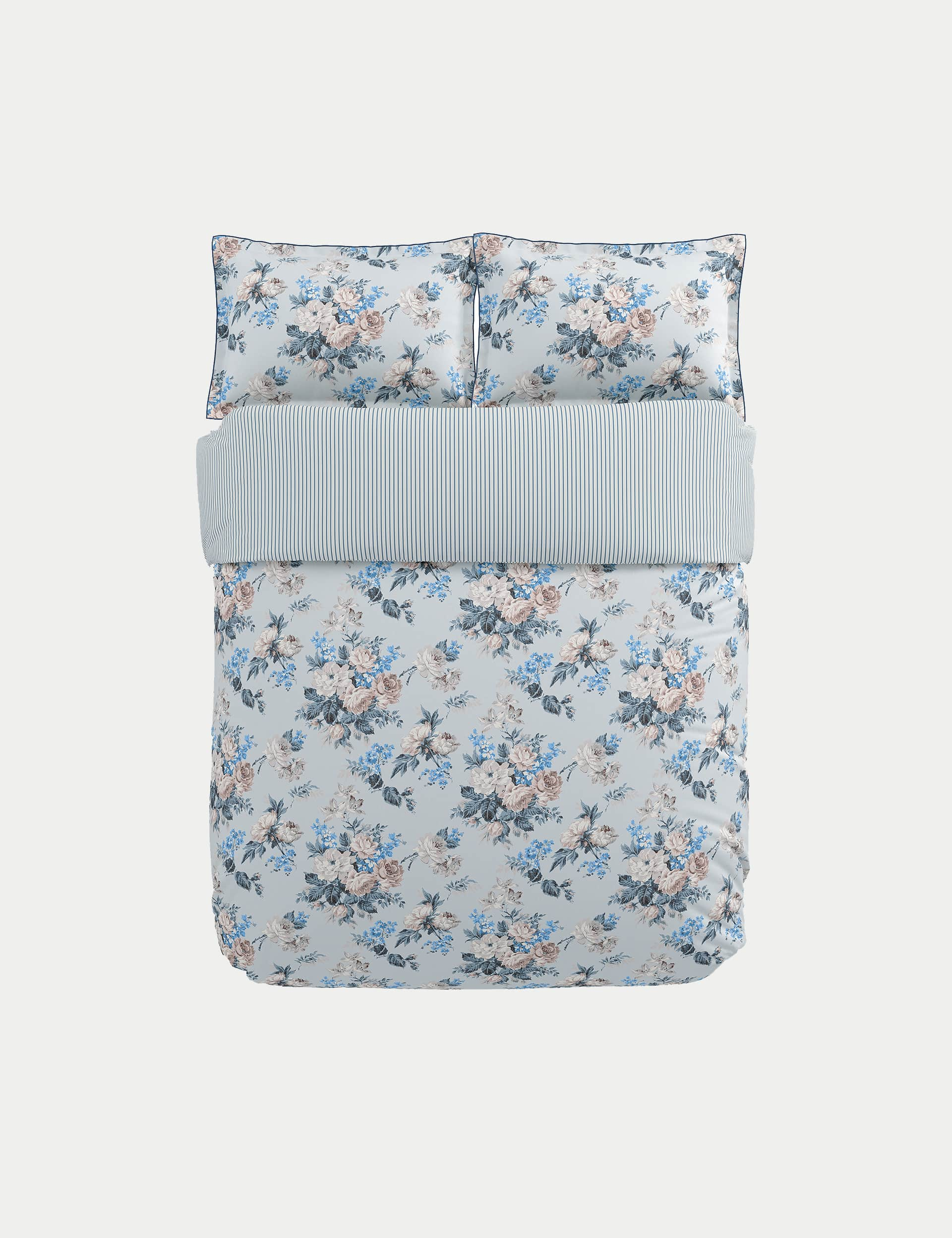 Bedeck Pure Cotton Floral Bedding Set - 6FT - Blue Mix, Blue Mix