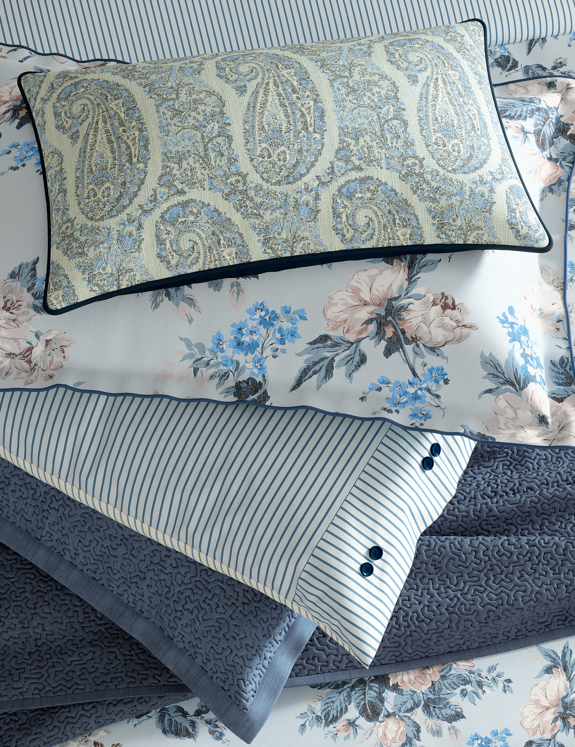 Bedeck Of Belfast Pure Cotton Delphine Cushion - Blue Mix, Blue Mix