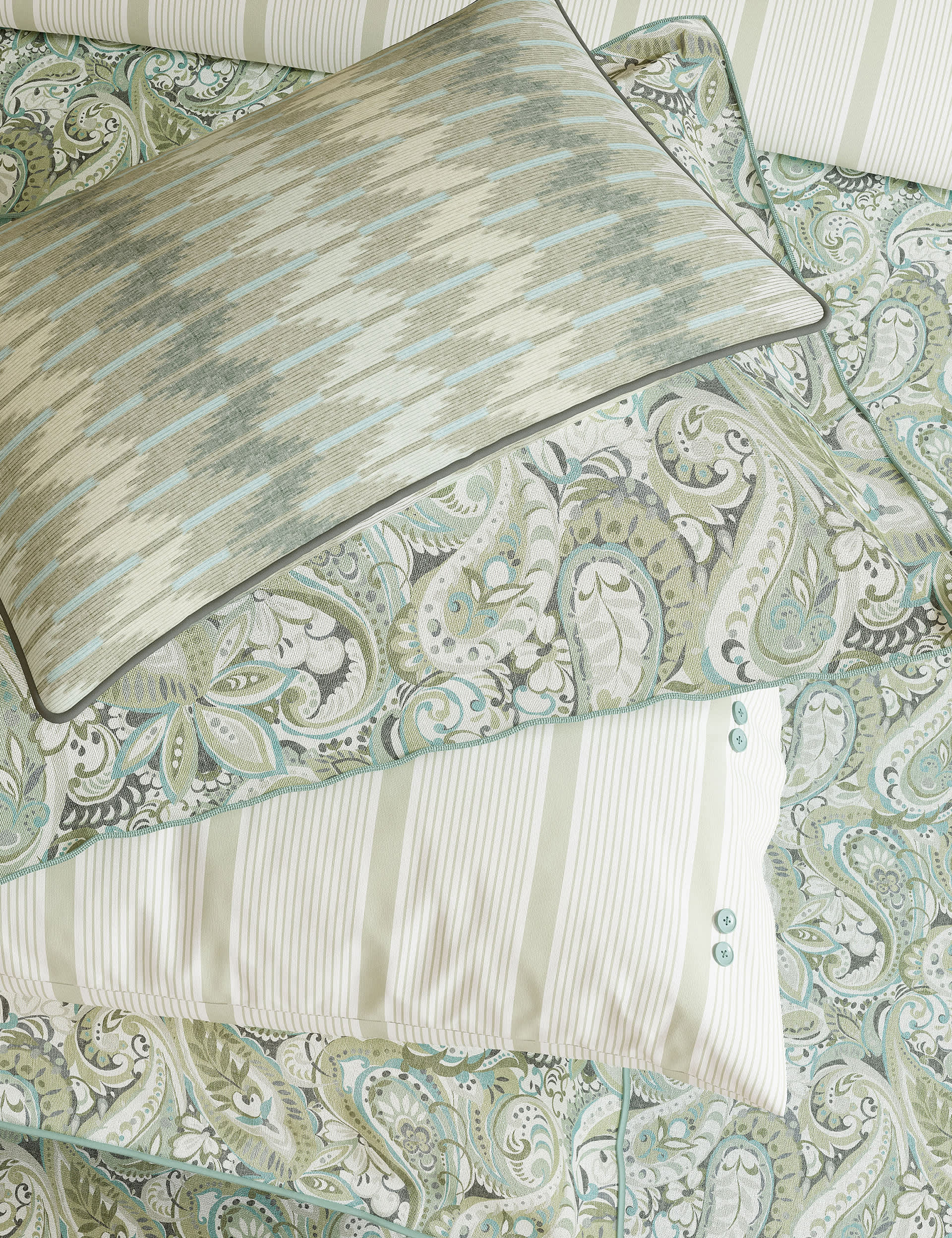 Bedeck Of Belfast Pure Cotton Alessie Cushion - Green Mix, Green Mix