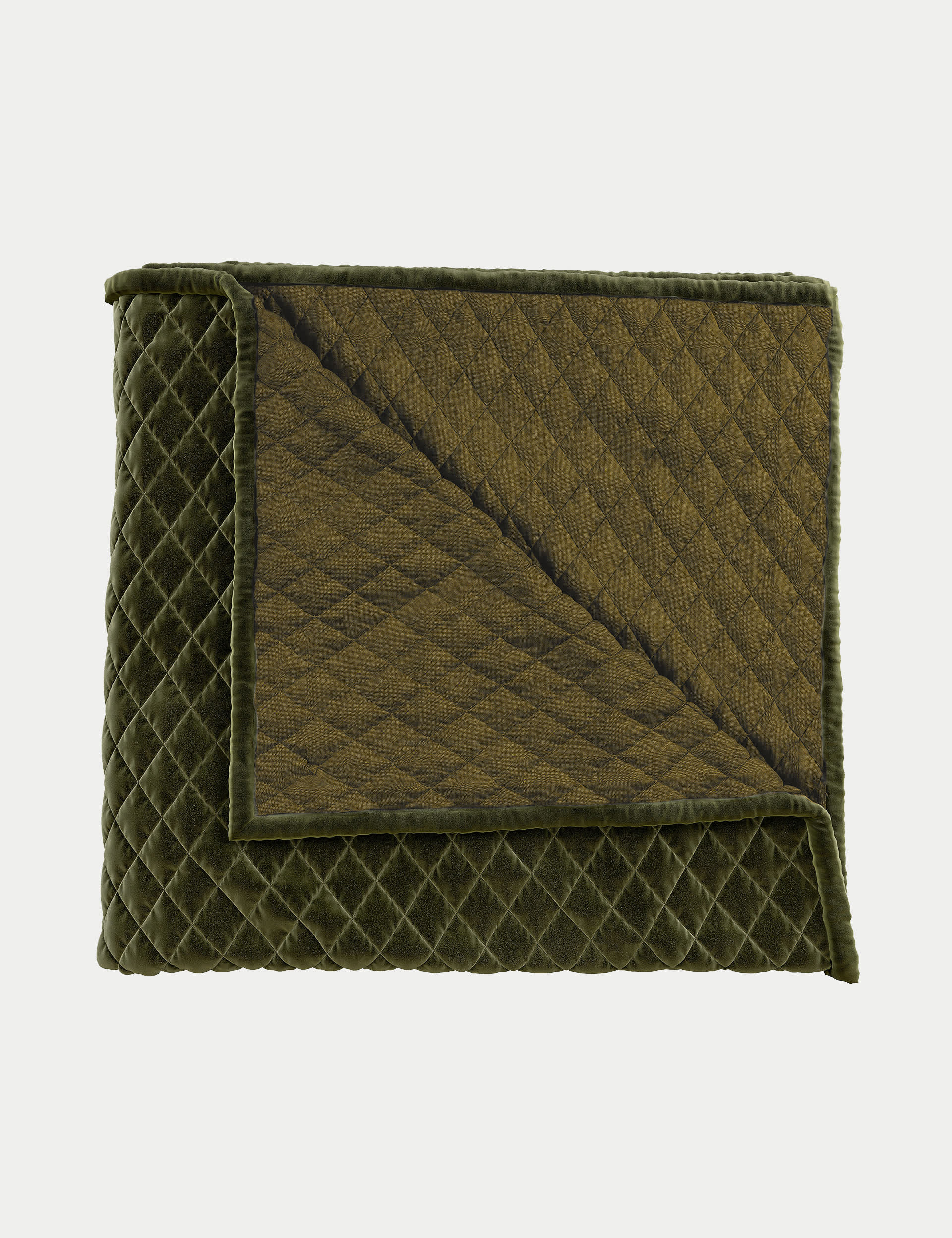 Bedeck Of Belfast Velvet Clarence Quilted Throw - XL - Green Mix, Green Mix