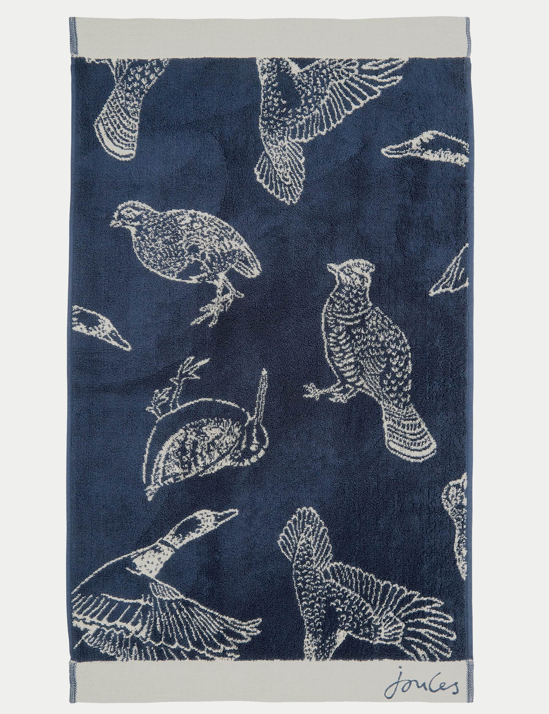 Joules Pure Cotton Wild Fowl Towel - HAND - Royal Blue, Royal Blue