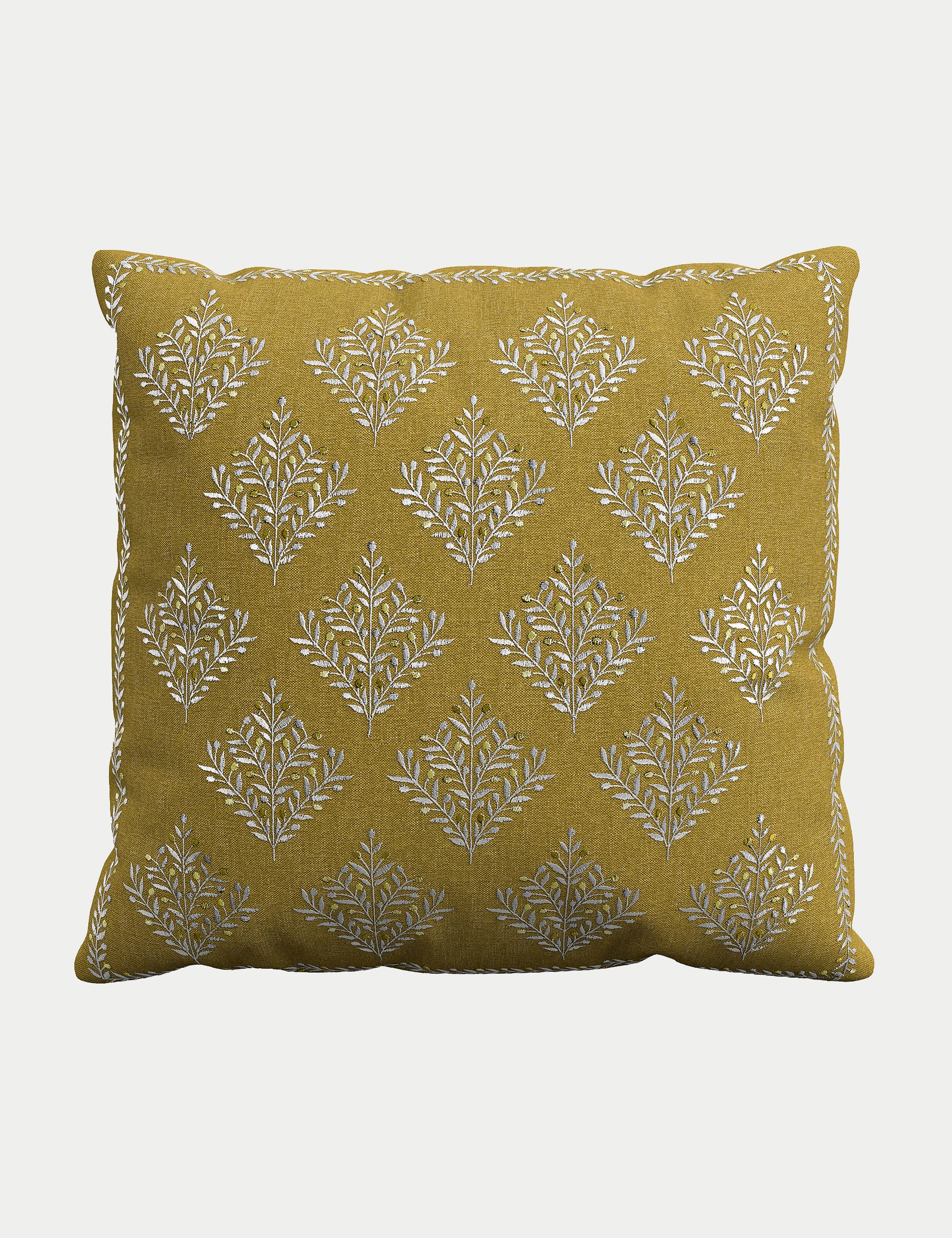 Sanderson Linen Blend Catherinae Embroidered Cushion - Gold, Gold