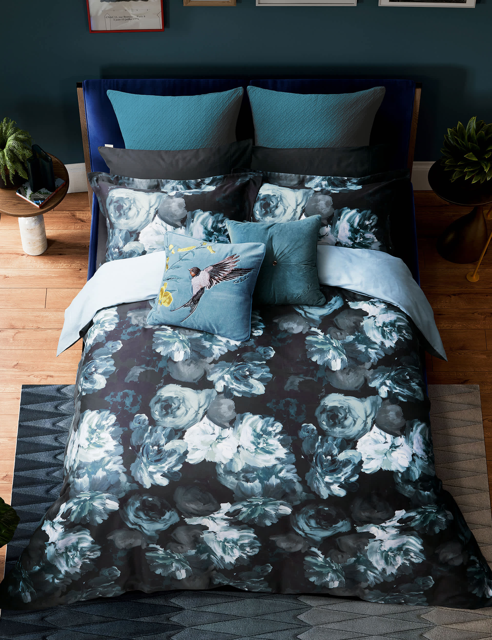 Ted Baker Pure Cotton Sateen Painted Blooms Bedding Set - DBL - Multi, Multi