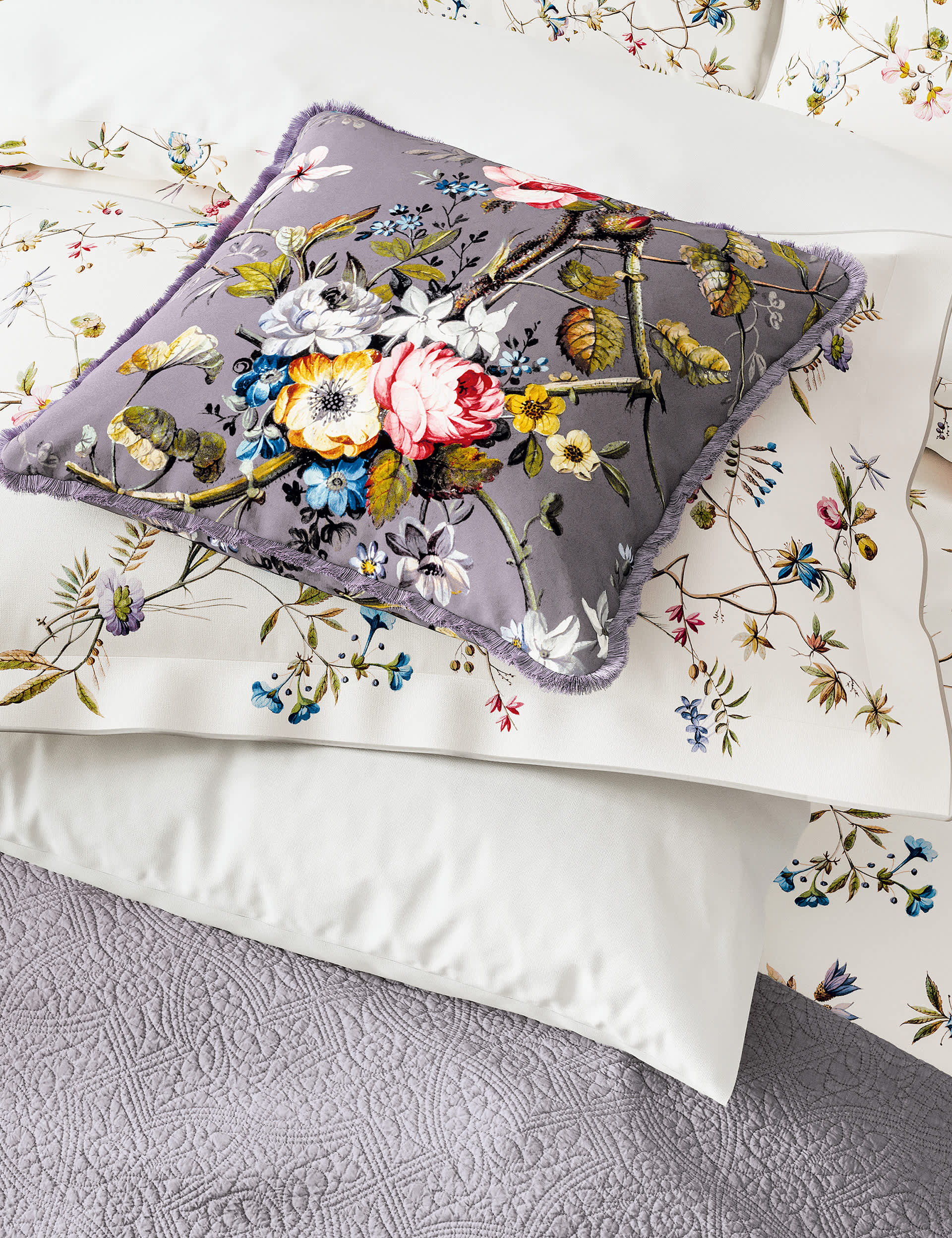 V&A Pure Cotton Kilburn Floral Cushion - Multi, Multi