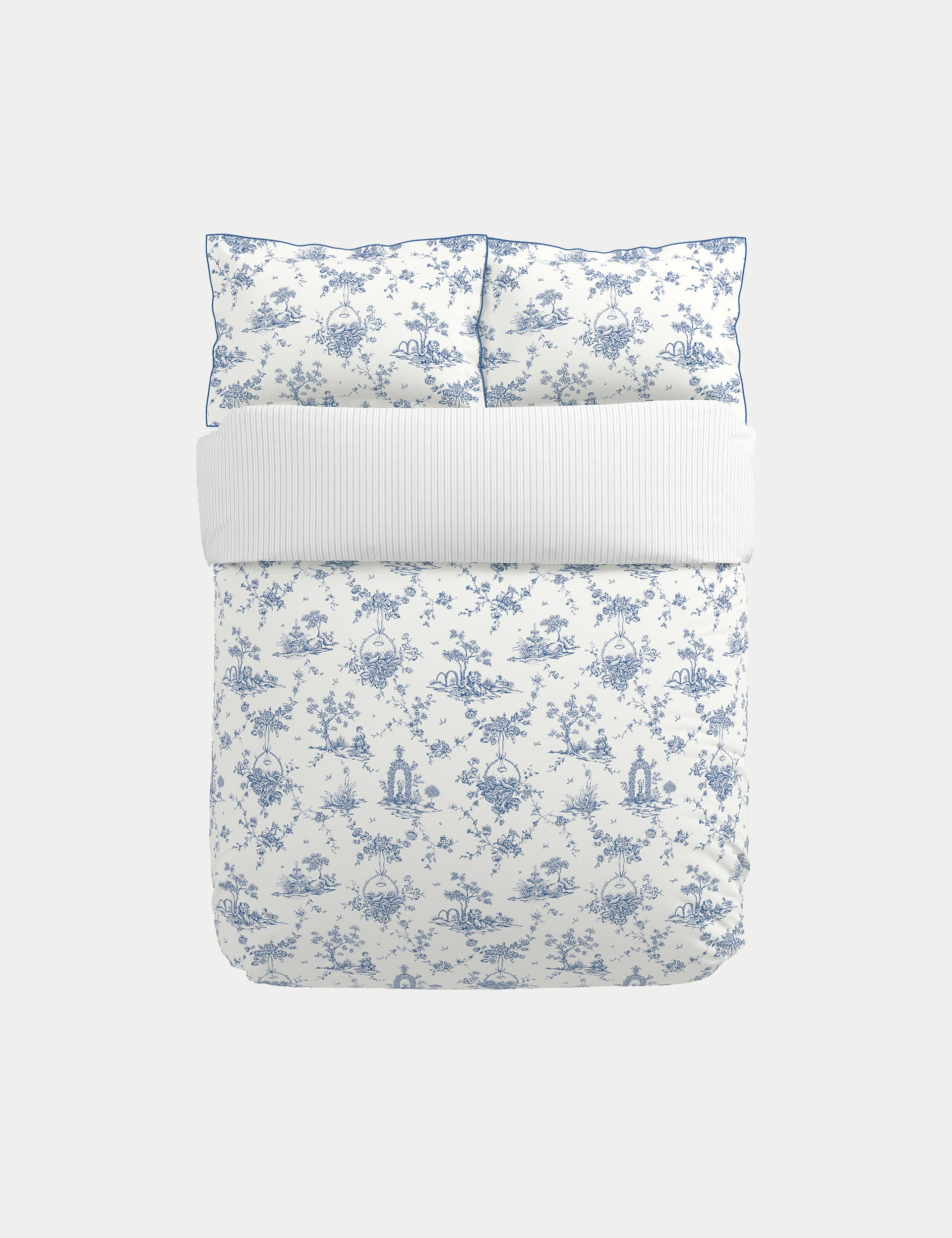 V&A Pure Cotton Garden of Love Bedding Set - DBL - Blue, Blue