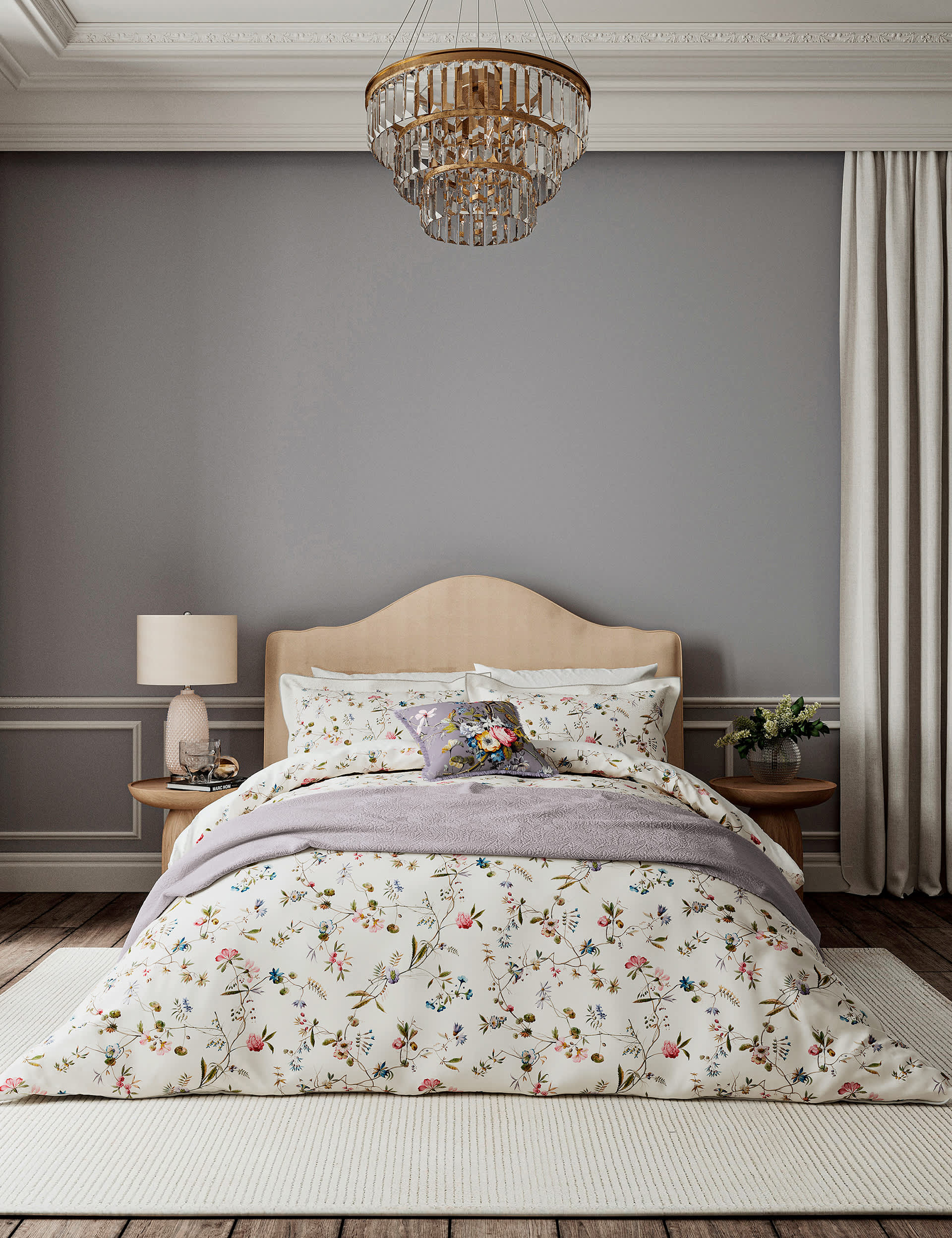 V&A Pure Cotton Sateen Kilburn Floral Bedding Set - SGL - Multi, Multi