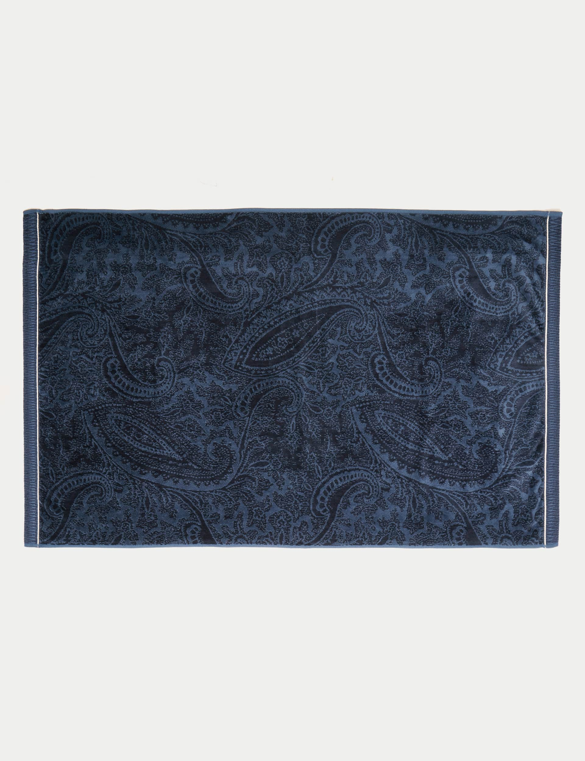 Bedeck Pure Cotton Freya Paisley Towel - HAND - Indigo, Indigo