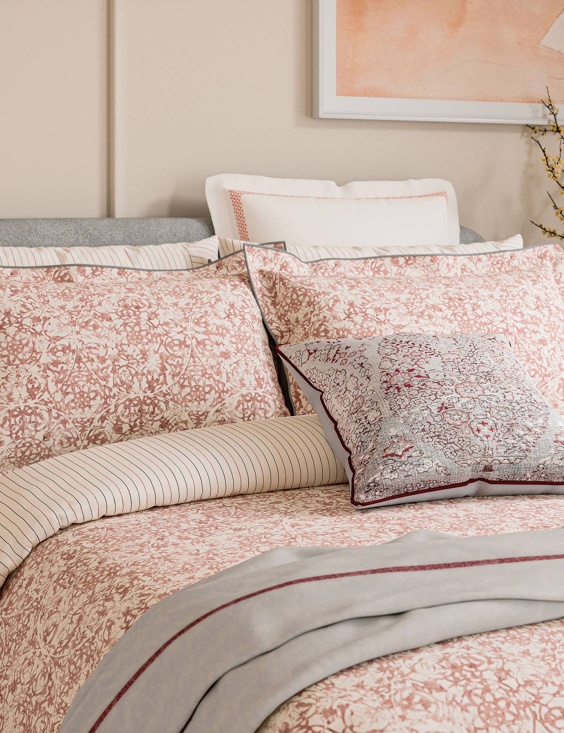 Bedeck Of Belfast Cotton Rich Celina Bedding Set - SGL - Coral, Coral