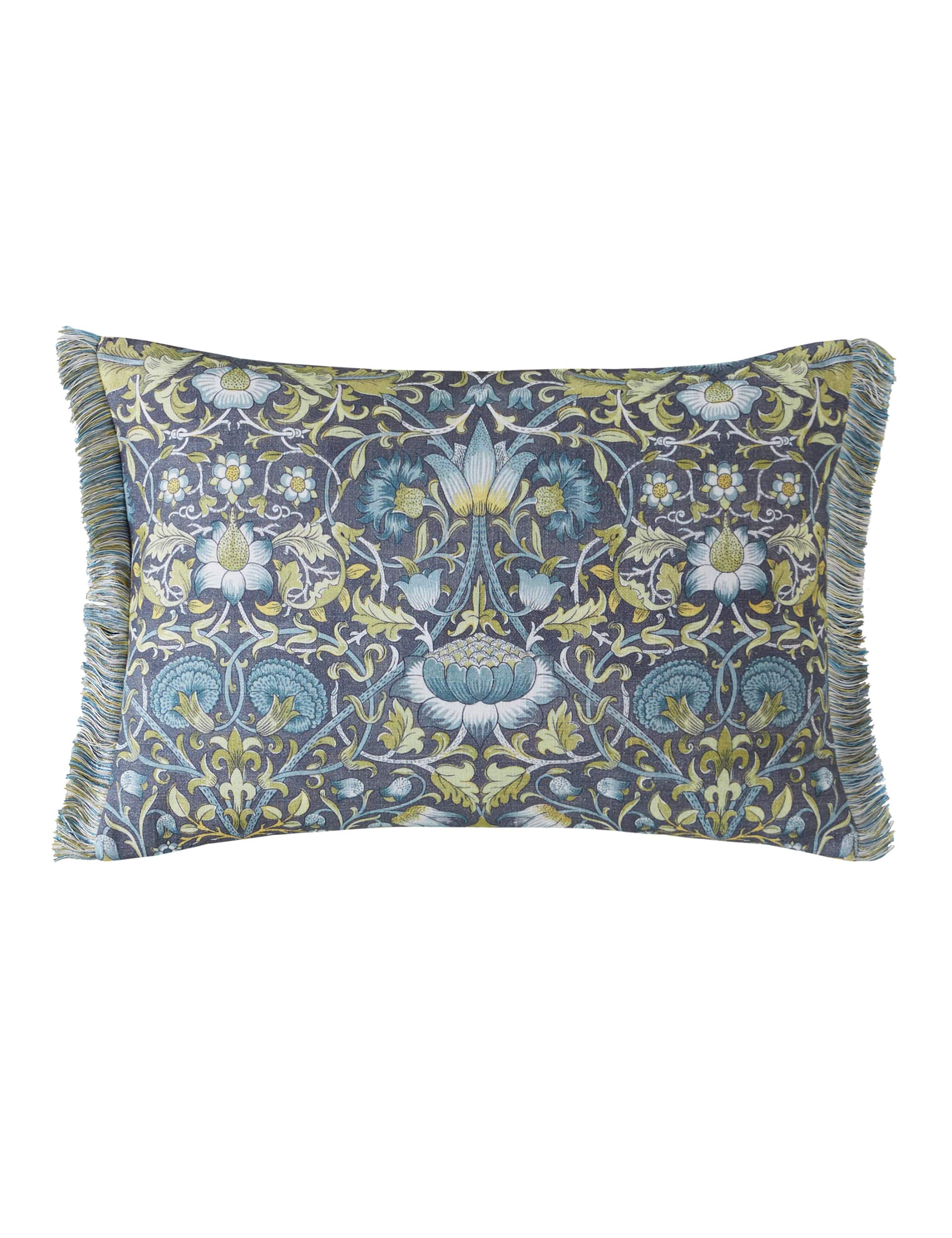 William Morris At Home Velvet Lodden Bolster Cushion - Prussian, Prussian