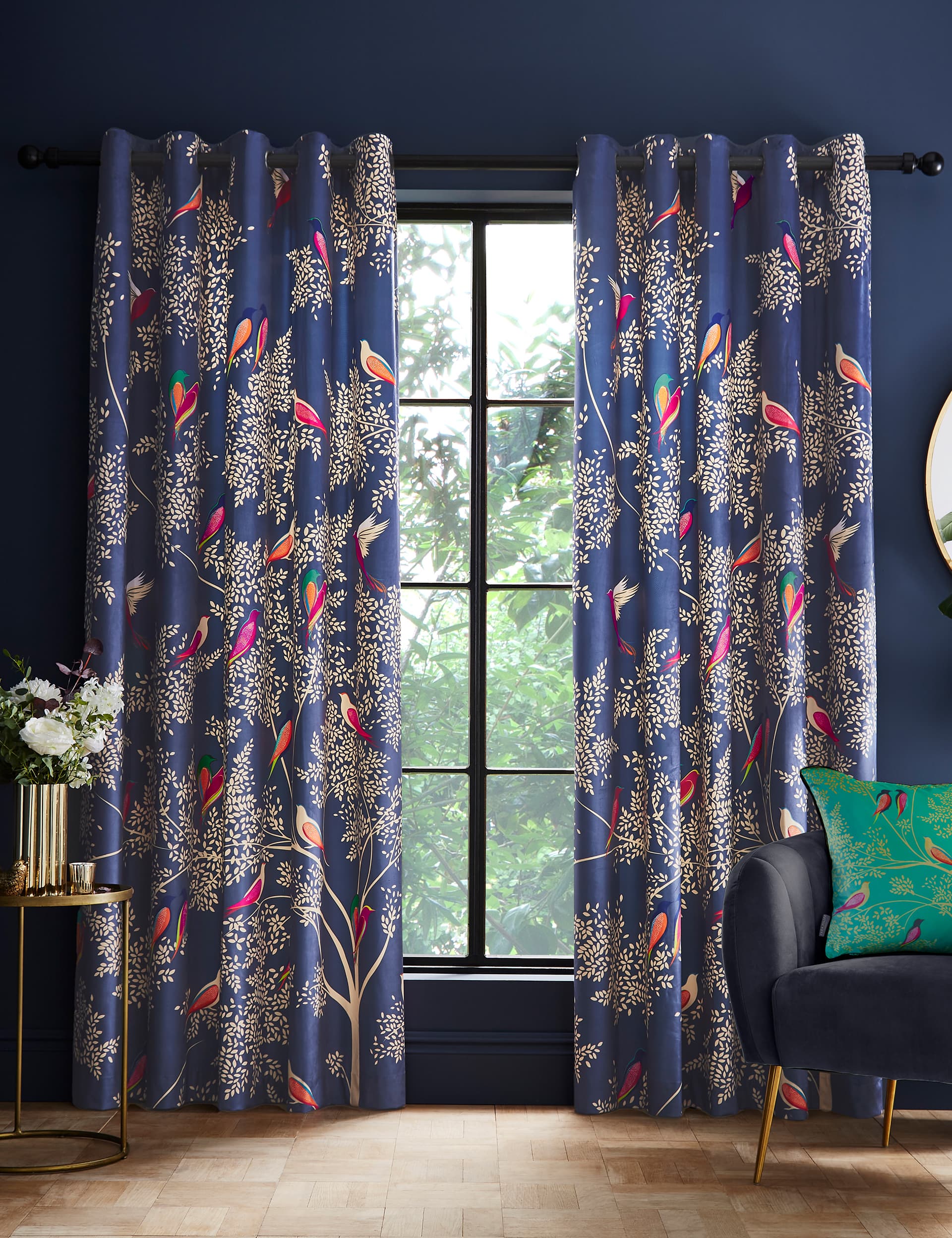 Sara Miller Smokey Birds Curtains