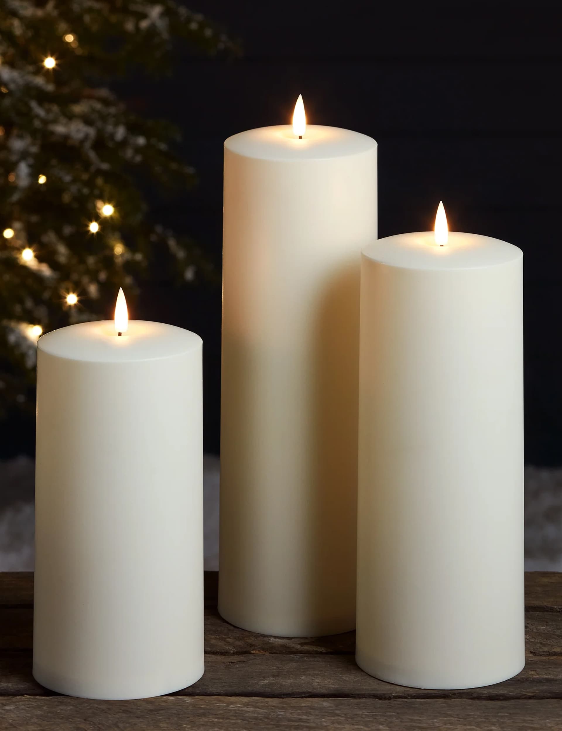 Lights4Fun Set of 3 TruGlow Waterproof Outdoor Candles - Ivory, Ivory