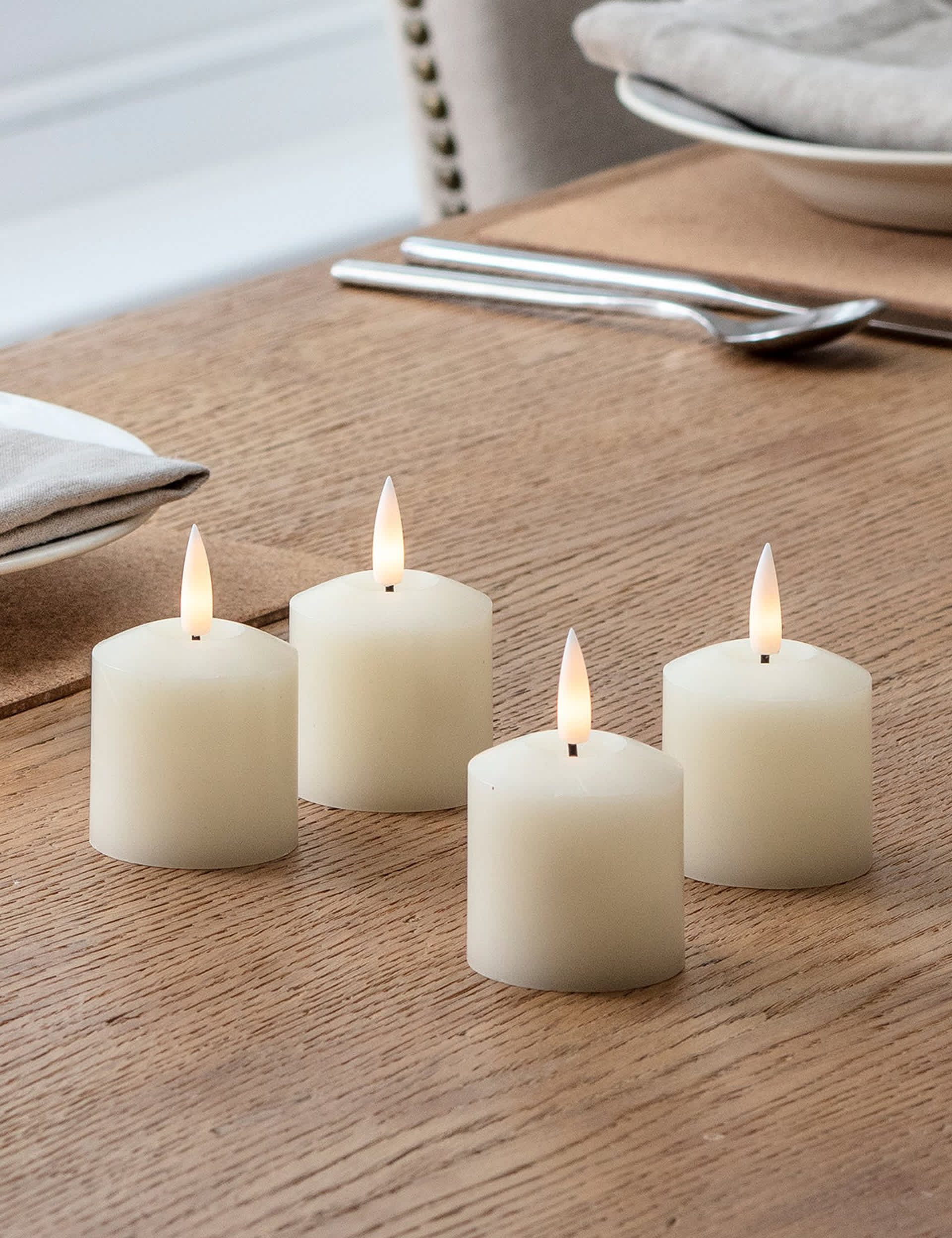 Lights4Fun Set of 4 TruGlow Votive LED Candles - Ivory, Ivory