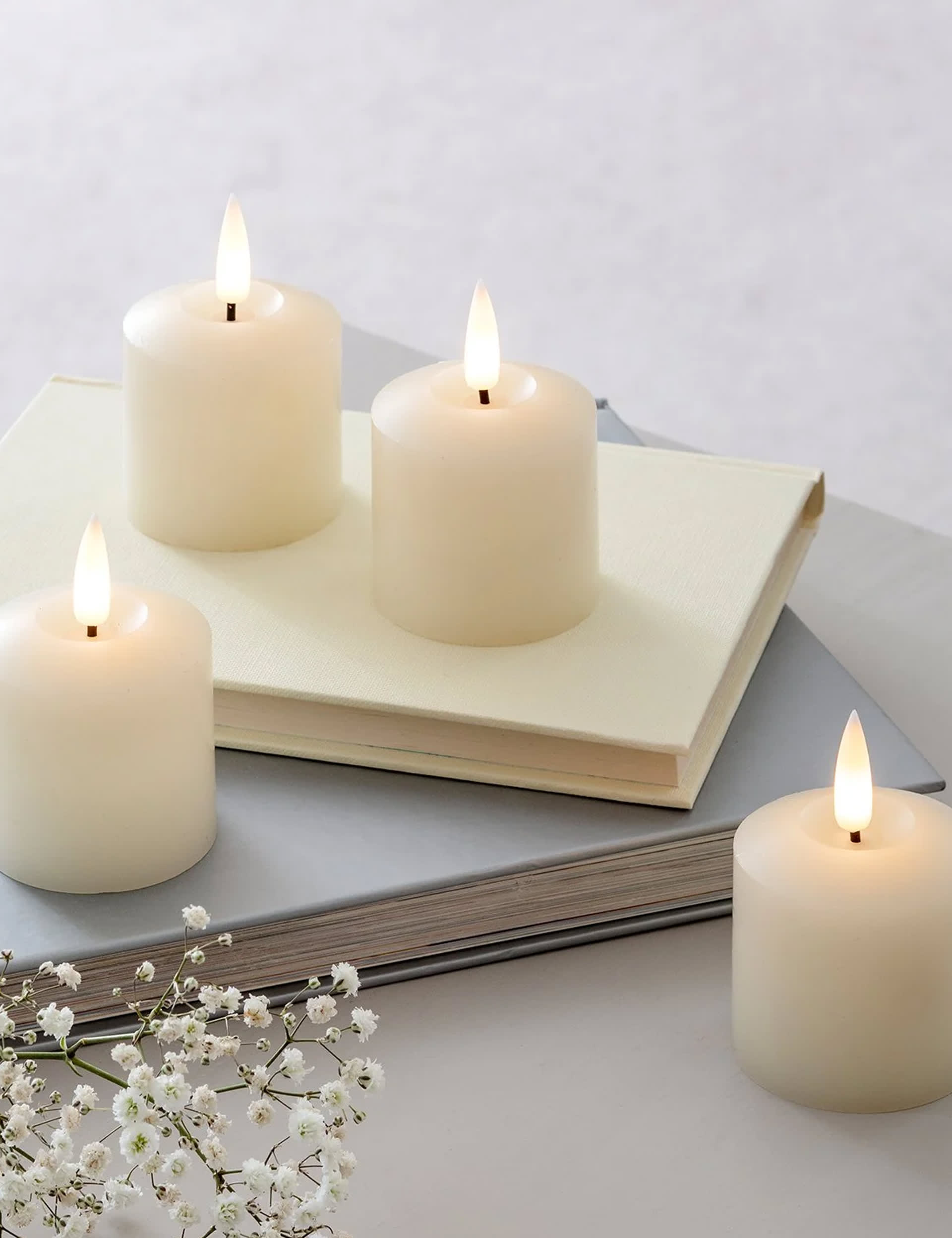 Lights4Fun Set of 4 TruGlow Votive LED Candles - Ivory, Ivory