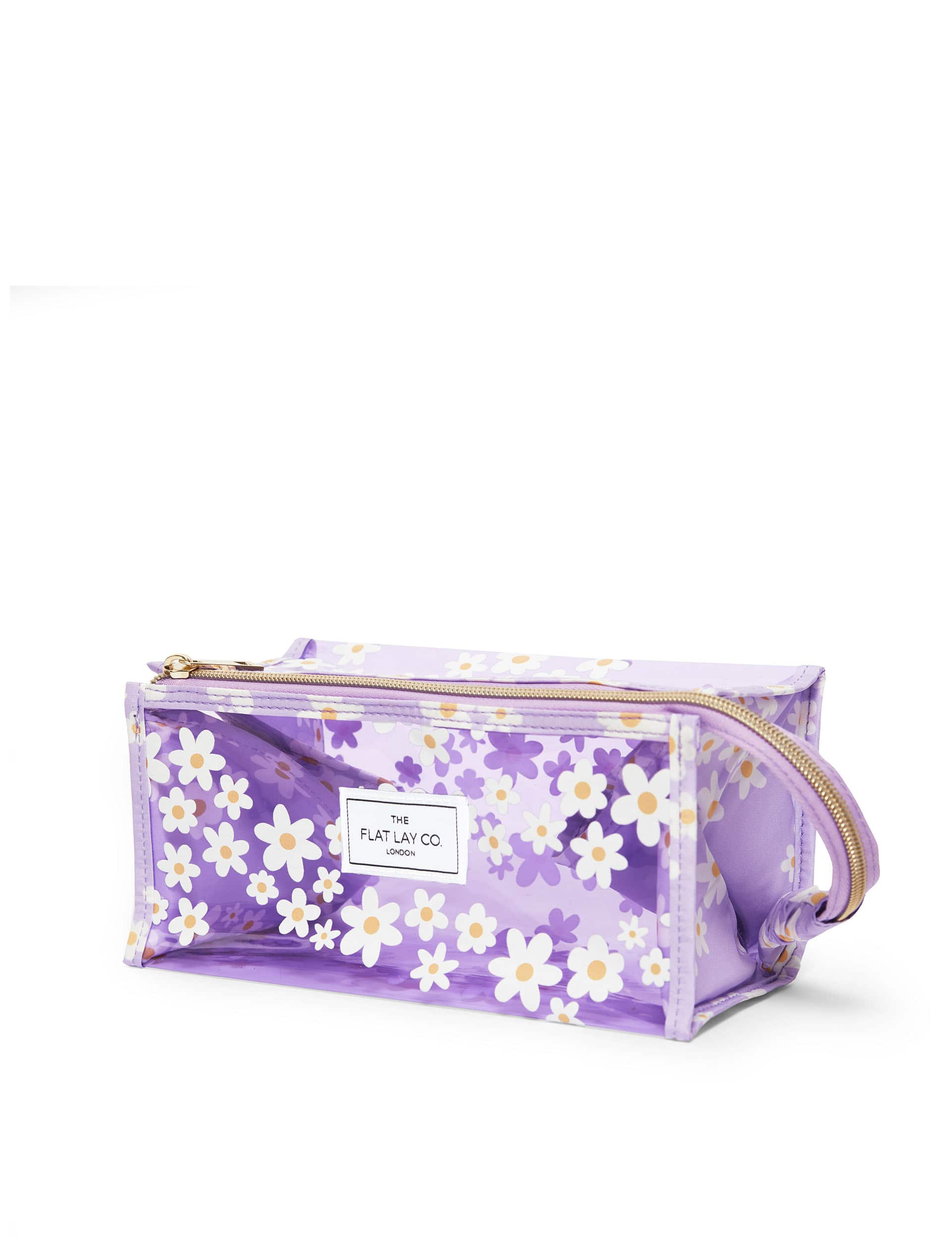 The Flat Lay Co. Women's Makeup Jelly Box Bag in Lilac Daisy