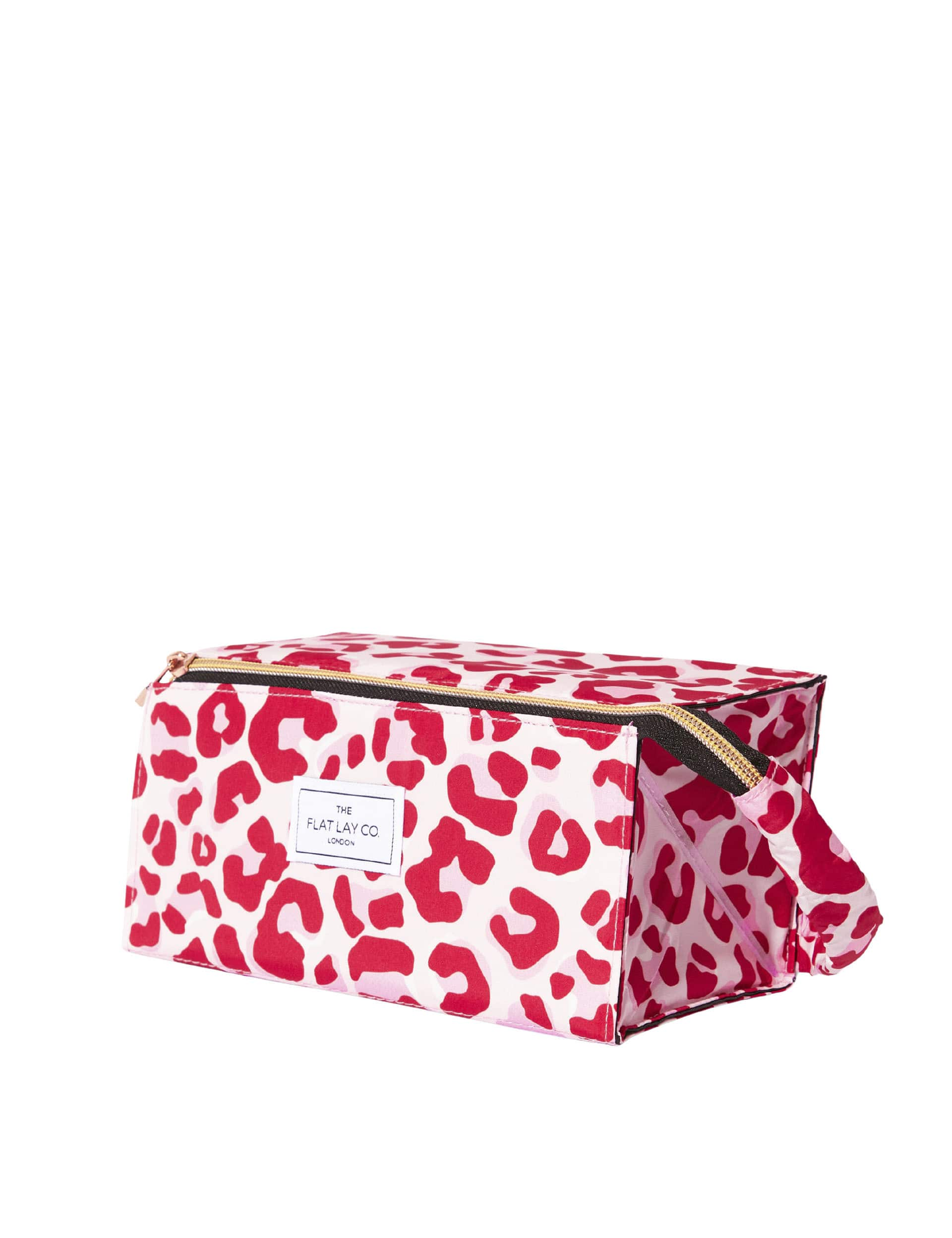 The Flat Lay Co. Women's Makeup Box Bag In Pink Leopard