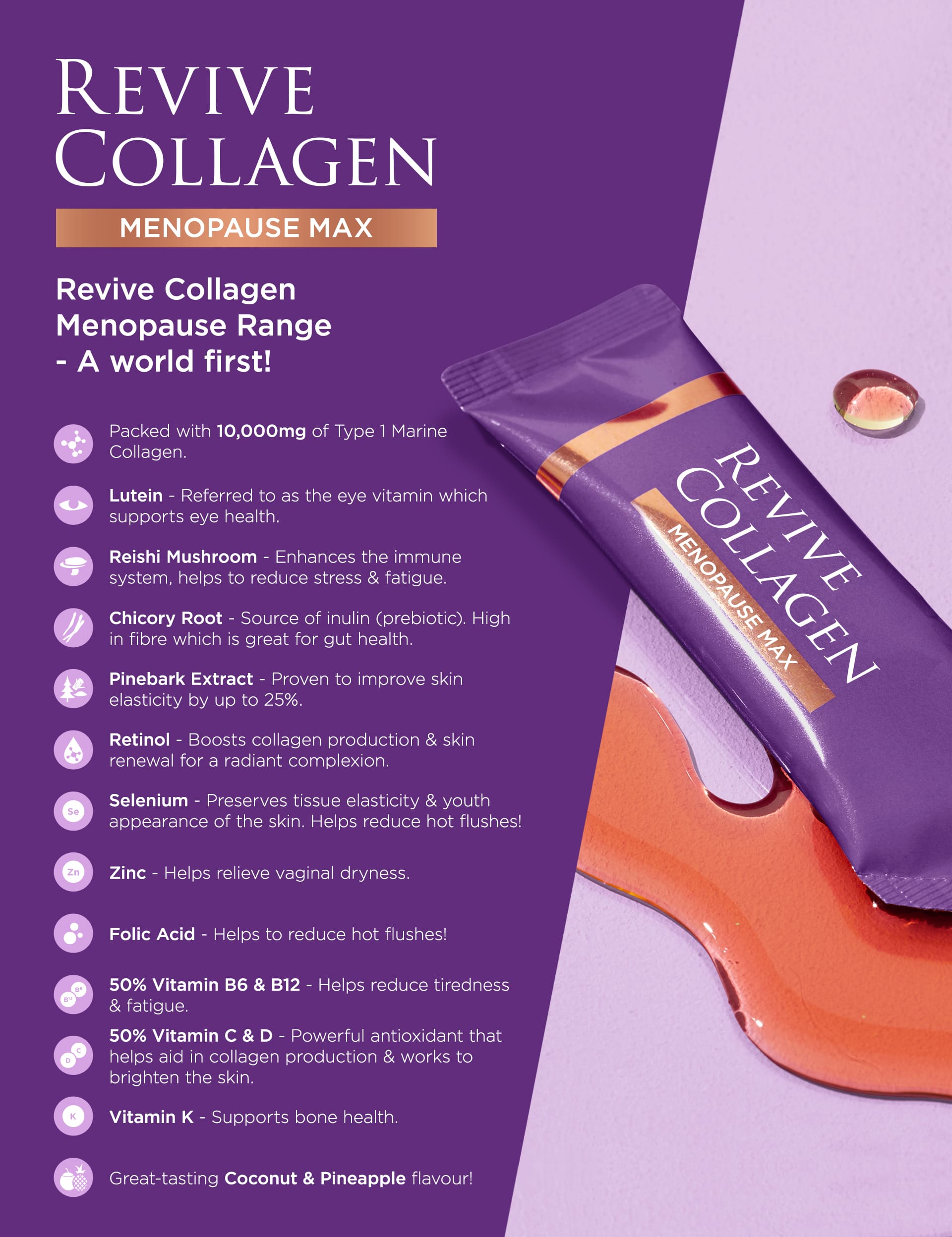 Revive Collagen Women's Menopause Max, 10,000mg Marine Collagen 28 Day