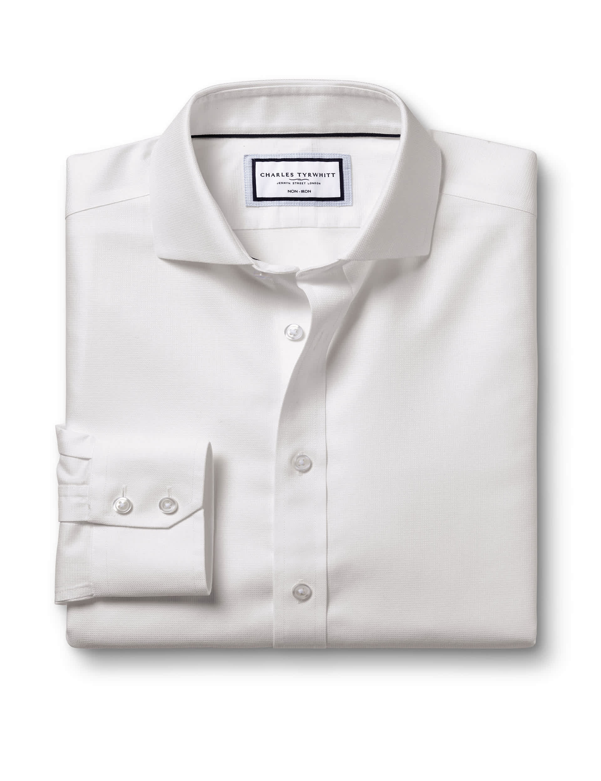 Charles Tyrwhitt Men's Slim Fit Non Iron Pure Cotton Shirt - 16/34 - White, White