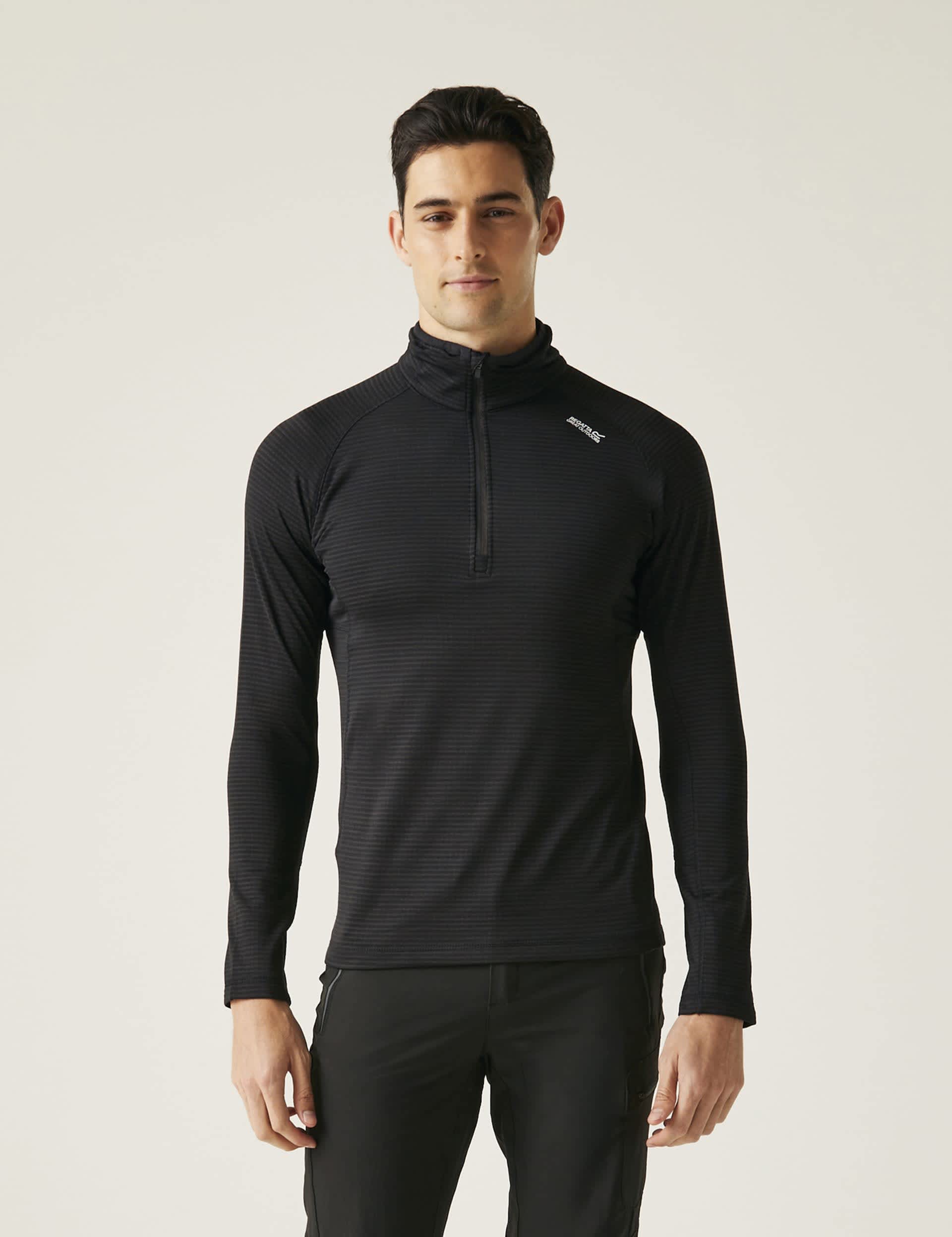 Regatta Men's Yonder II Half Zip Funnel Neck Jumper - Black, Black,Blue