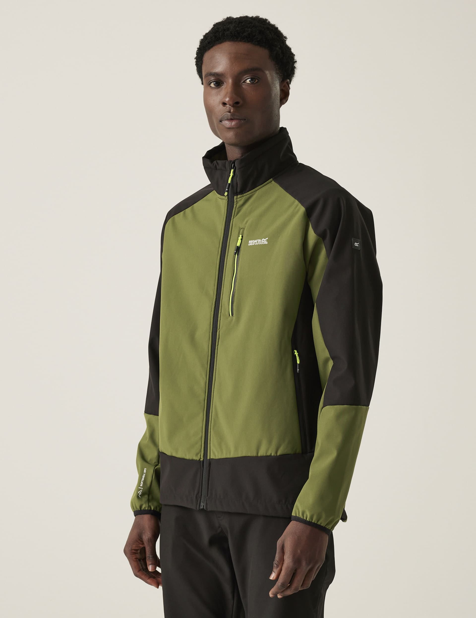 Regatta Men's Moutdale Softshell Jacket - Green Mix, Black,Green Mix