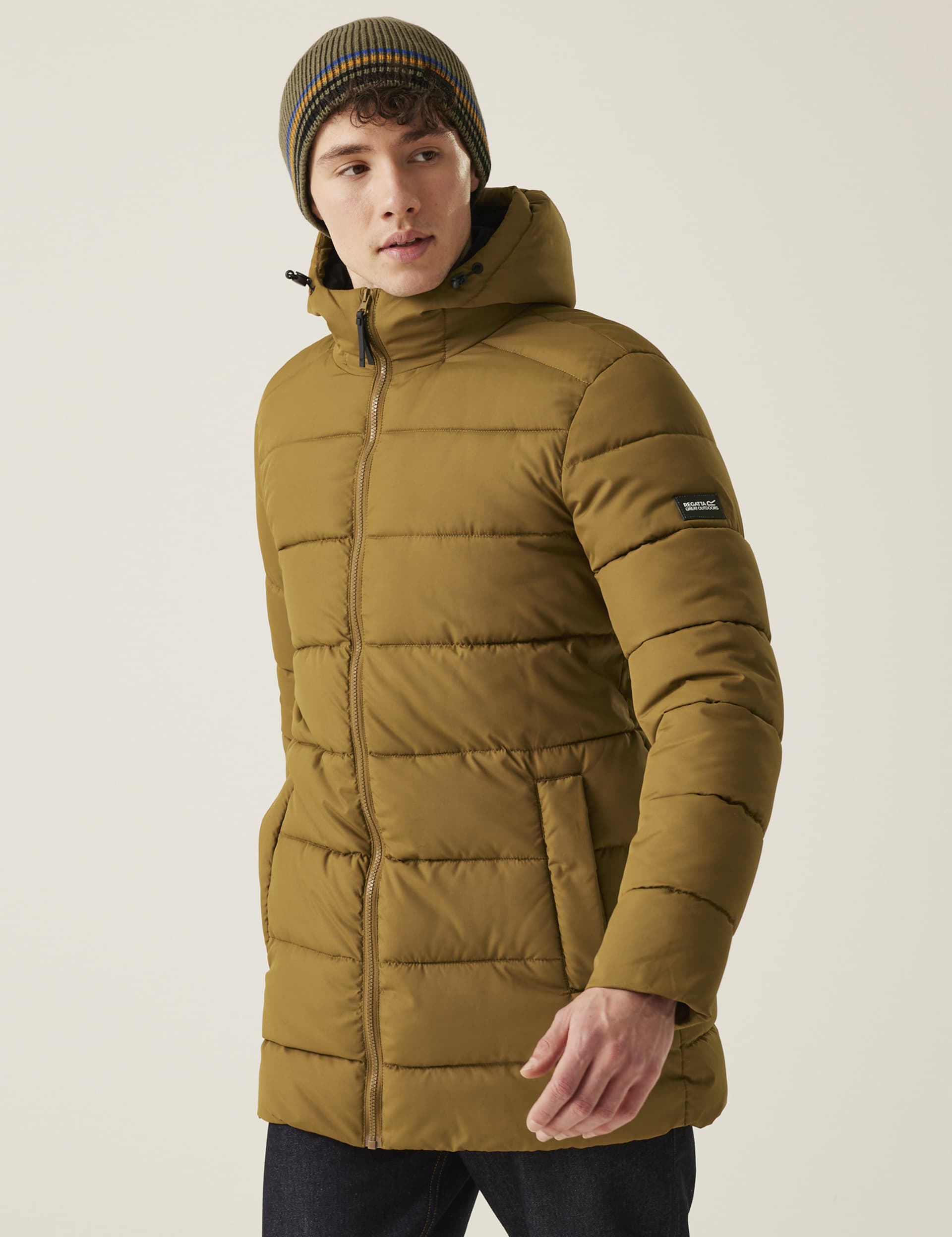 Regatta Men's Lakiver Hooded Puffer Jacket - Yellow, Black,Yellow,Khaki