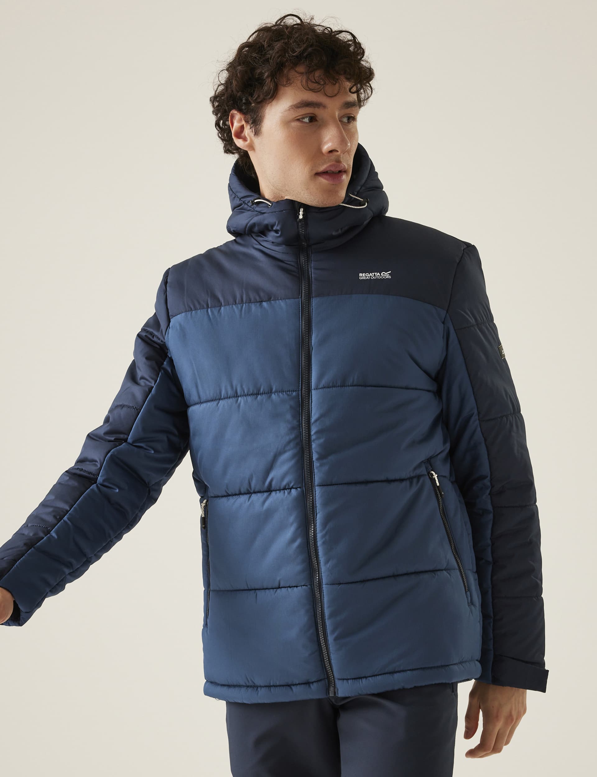 Regatta Men's Nevado VII Hooded Puffer Jacket - M - Blue, Blue,Grey Mix