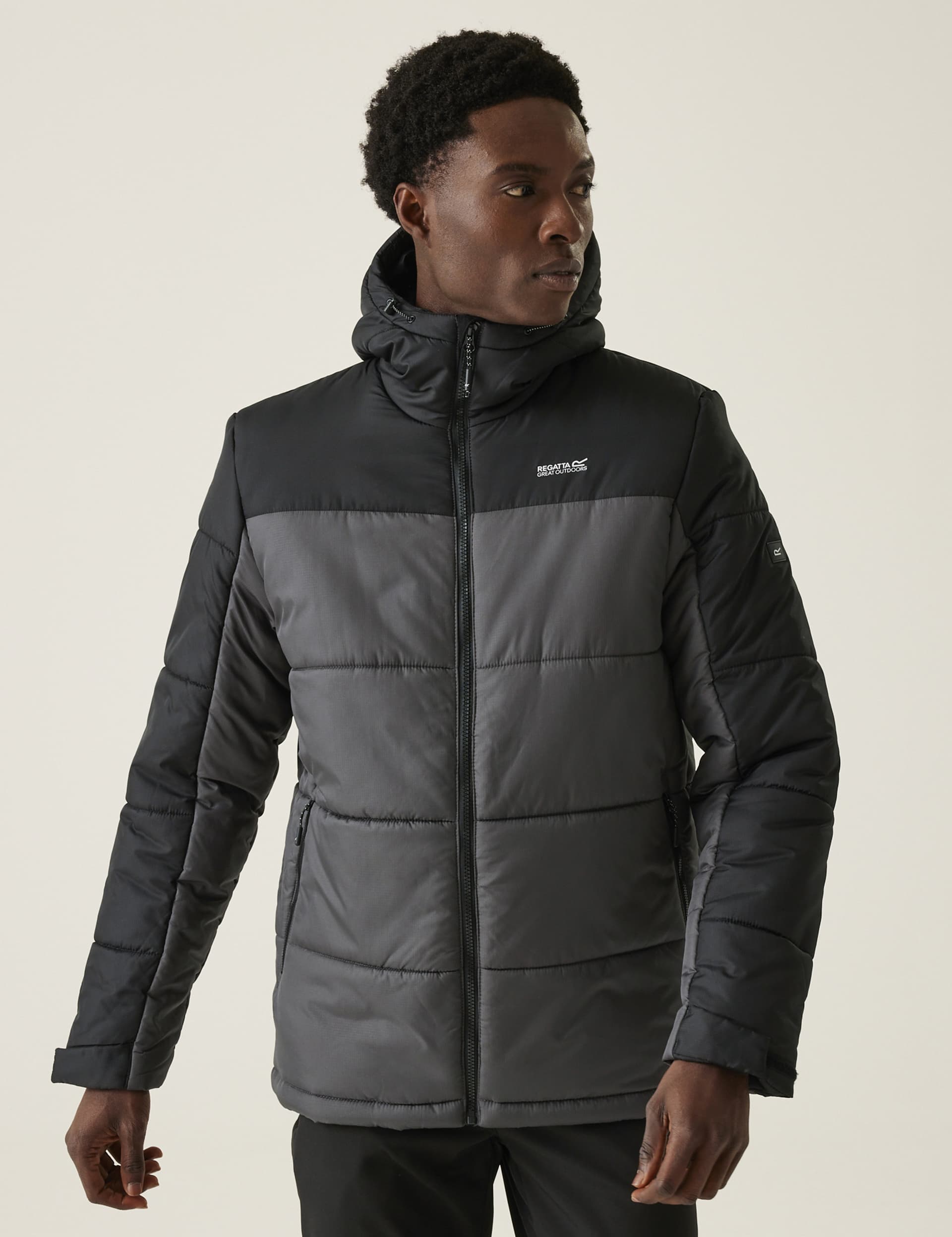 Regatta Men's Nevado VII Hooded Puffer Jacket - L - Grey Mix, Grey Mix