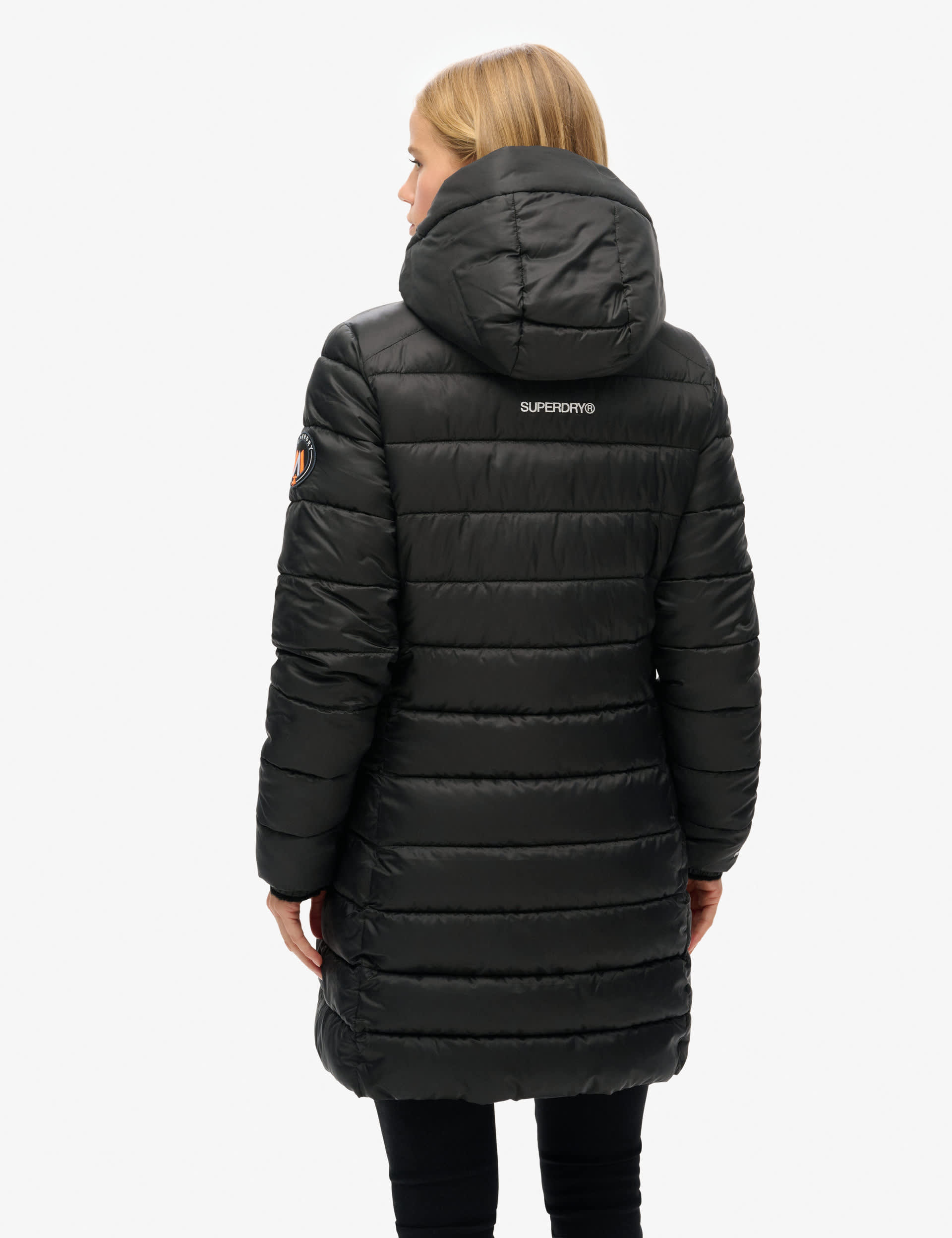 Superdry Women's Padded Quilted Hooded Longline Jacket - 10 - Black, Black