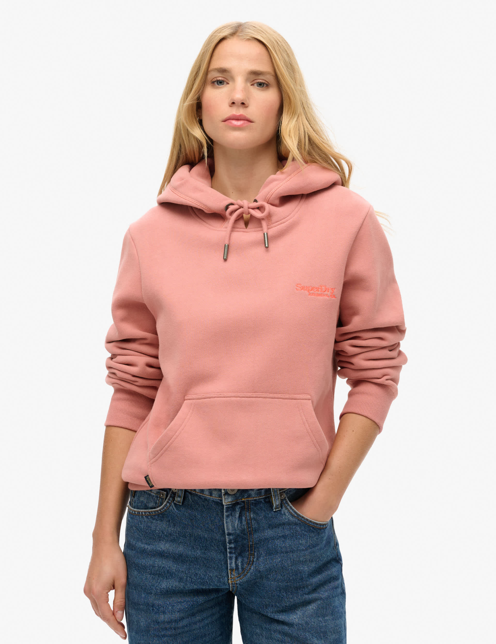 Superdry Women's Cotton Rich Embroidered Hoodie - 16 - Pink, Pink