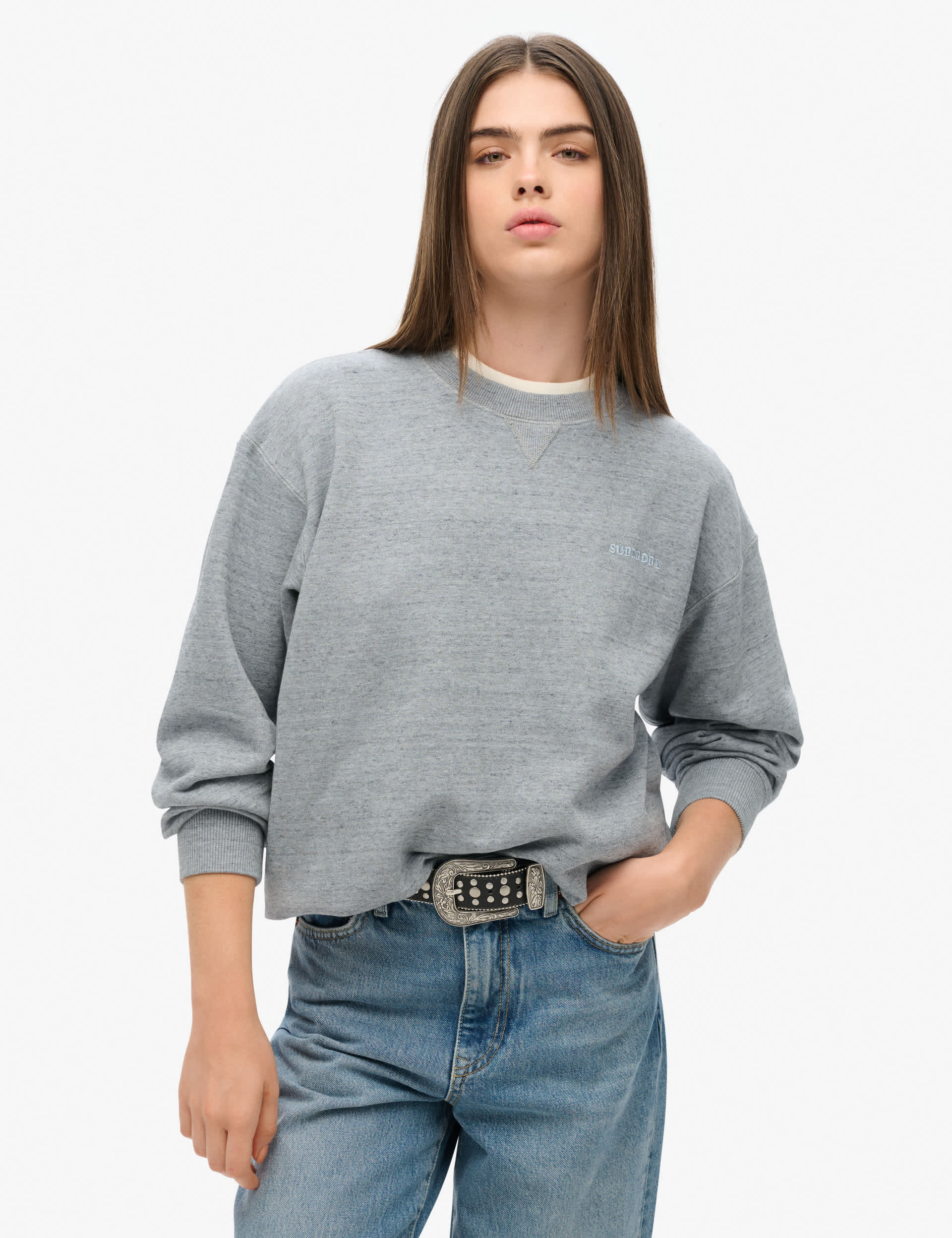 Superdry Women's Pure Cotton Relaxed Sweatshirt - 12 - Dark Blue, Pink,Dark Blue