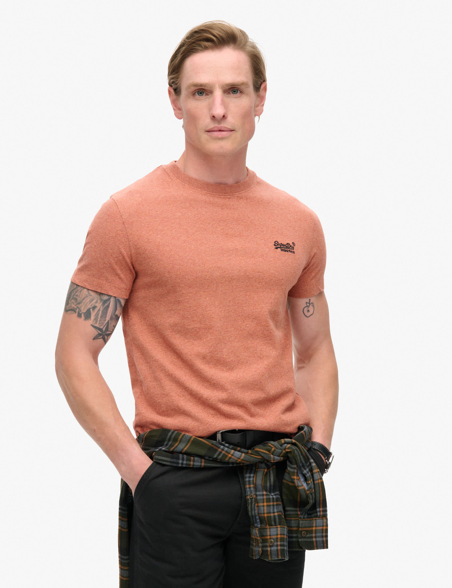 Superdry Men's Cotton Crew Neck T-Shirt - L - Pumpkin, Pumpkin,Khaki,Burgundy,Yellow,Oatmeal,Grey Mi