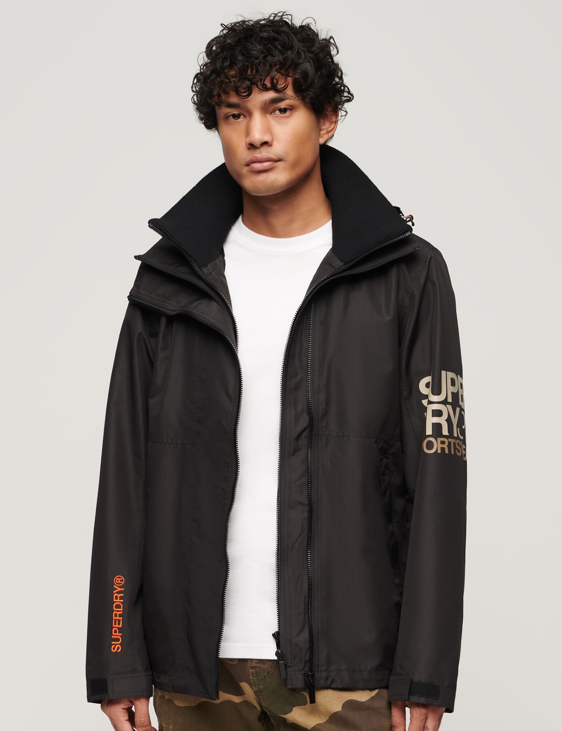 Superdry Men's Hooded Windbreaker Jacket - L - Black, Black